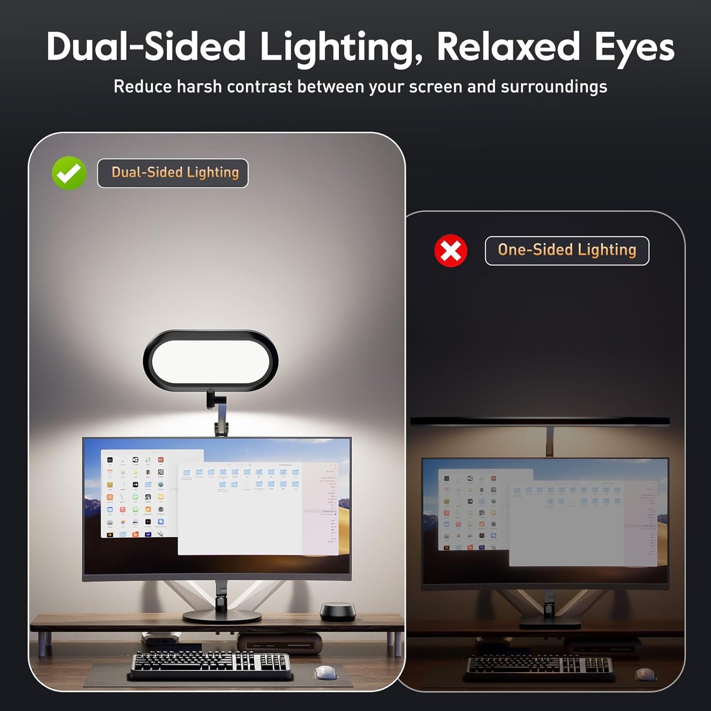 Eye-Caring Desk Lamp for Home Office – LED Soft Light with Knob Remote, Stepless Dimming & Color, Memory, Metal Table Lamp for Zoom, Studying, Video Conference, Flicker-Free, Glare-Free