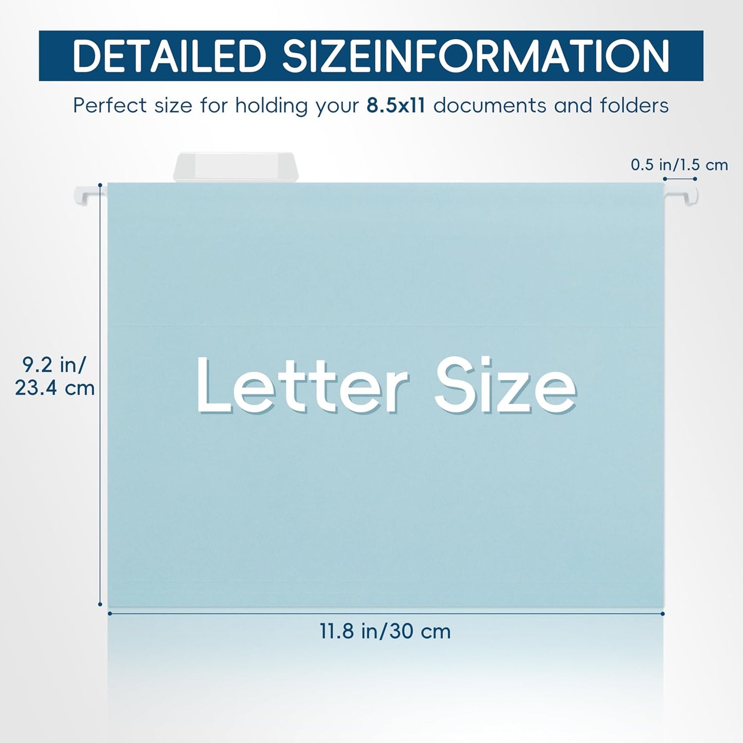 Hanging File Folders, 25 Pack Letter Size File Folders with 1/5-cut Tabs, Office Essentials for Filing Cabinet & Desk Storage