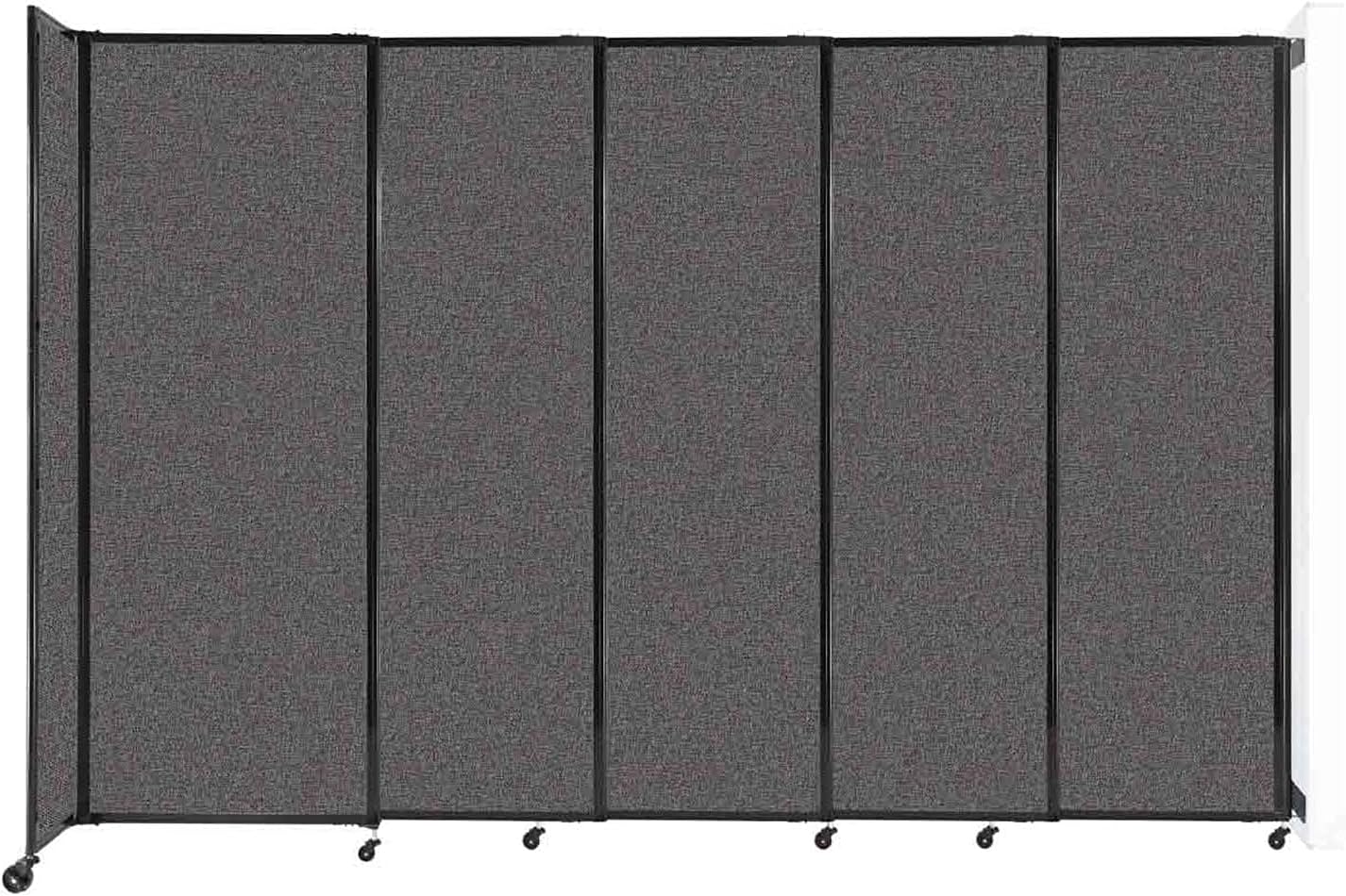 Wall-Mounted Sliding StraightWall Room Divider | Adjustable Widths | Locking Wheels | Room Separator | Up to 11'3" Wide x 7'6" Tall Charcoal Gray Fabric Panels