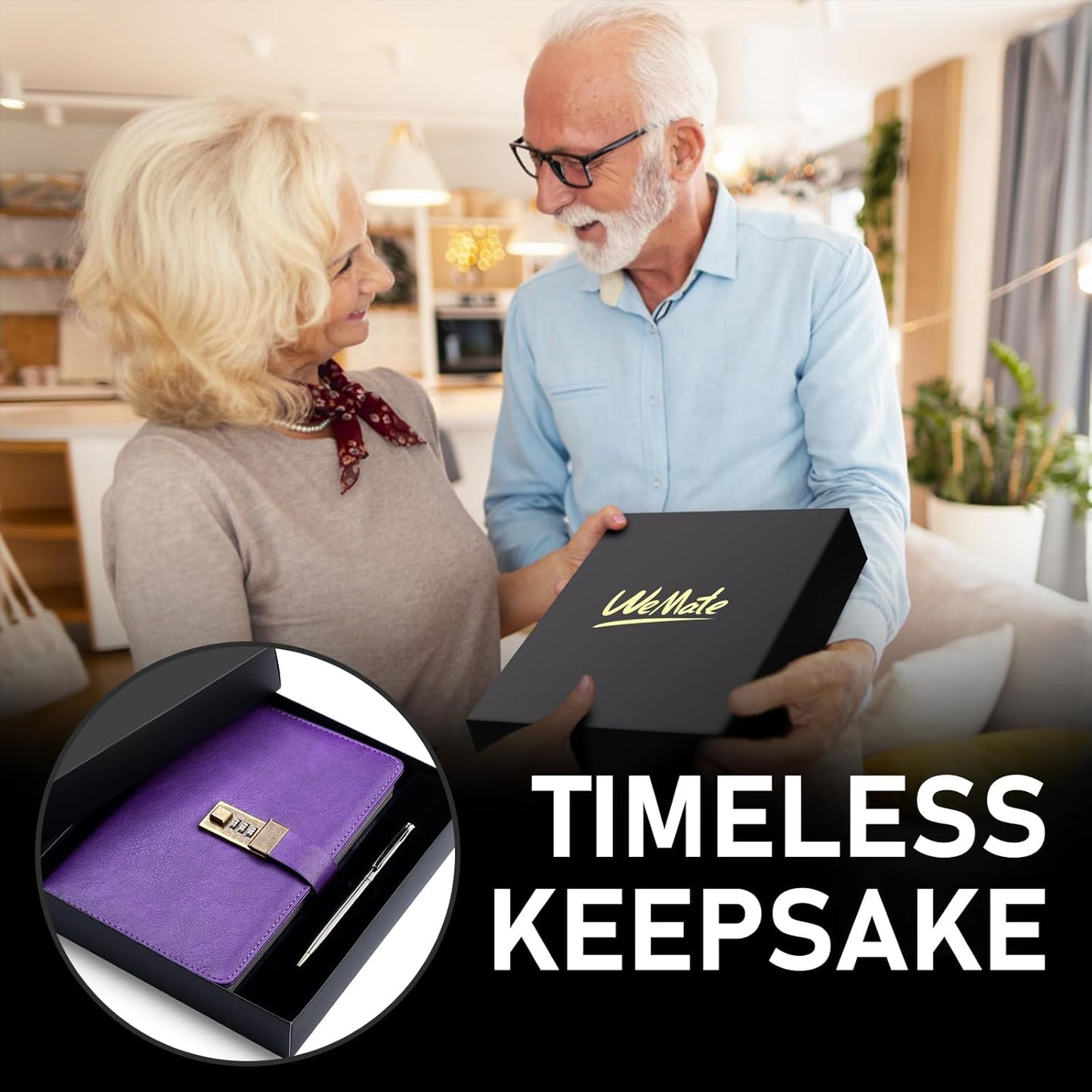 WEMATE Diary with Lock, A5 PU Leather Journal with Lock 240 Pages, Vintage Locks Journal Password Notebook with Pen, Locks Diary Planner Organizer for Men and Women, 8.6x5.8in