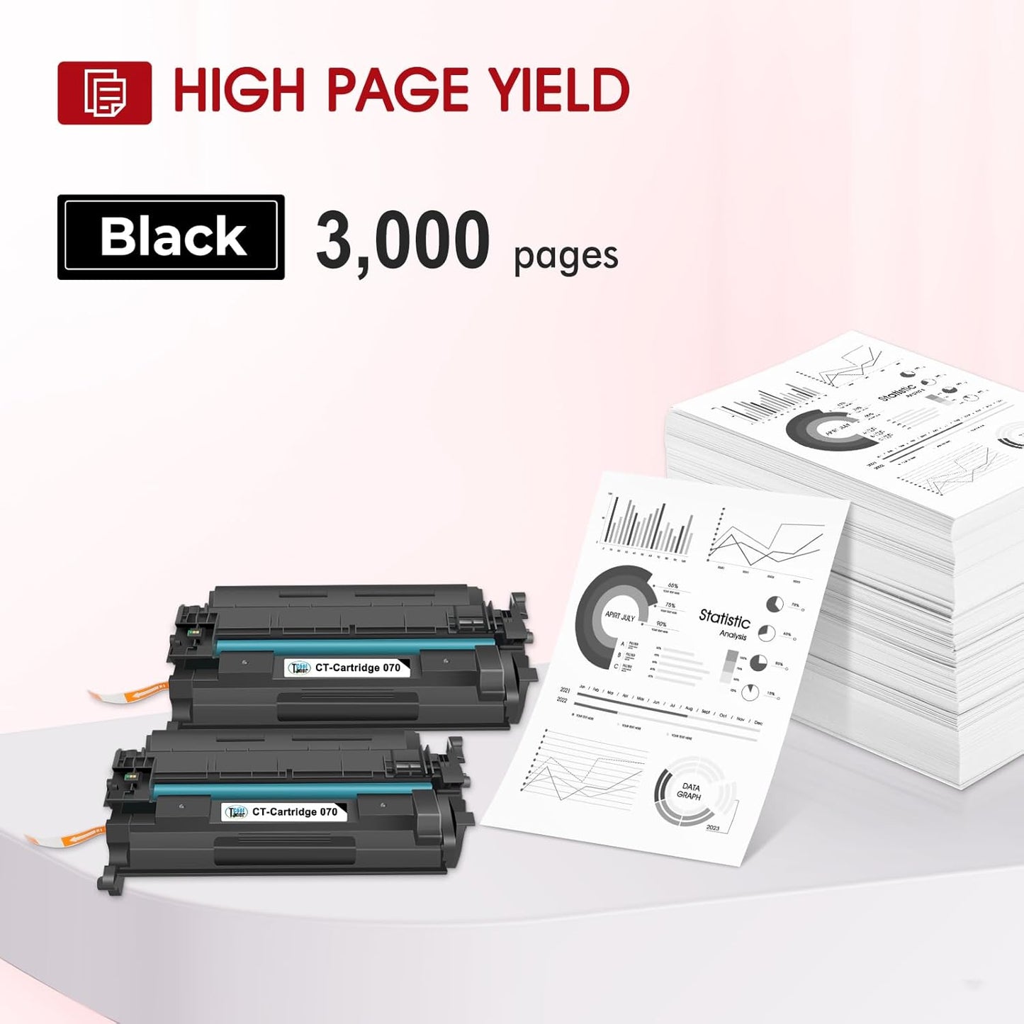 070 Toner Cartridge Black 2 Pack Compatible for Canon 070 Toner Cartridge 070 070H CRG070 CRG-070 CRG070H CRG-070H for Canon imageCLASS MF465 MF462 LBP247 LBP246 Printer Ink