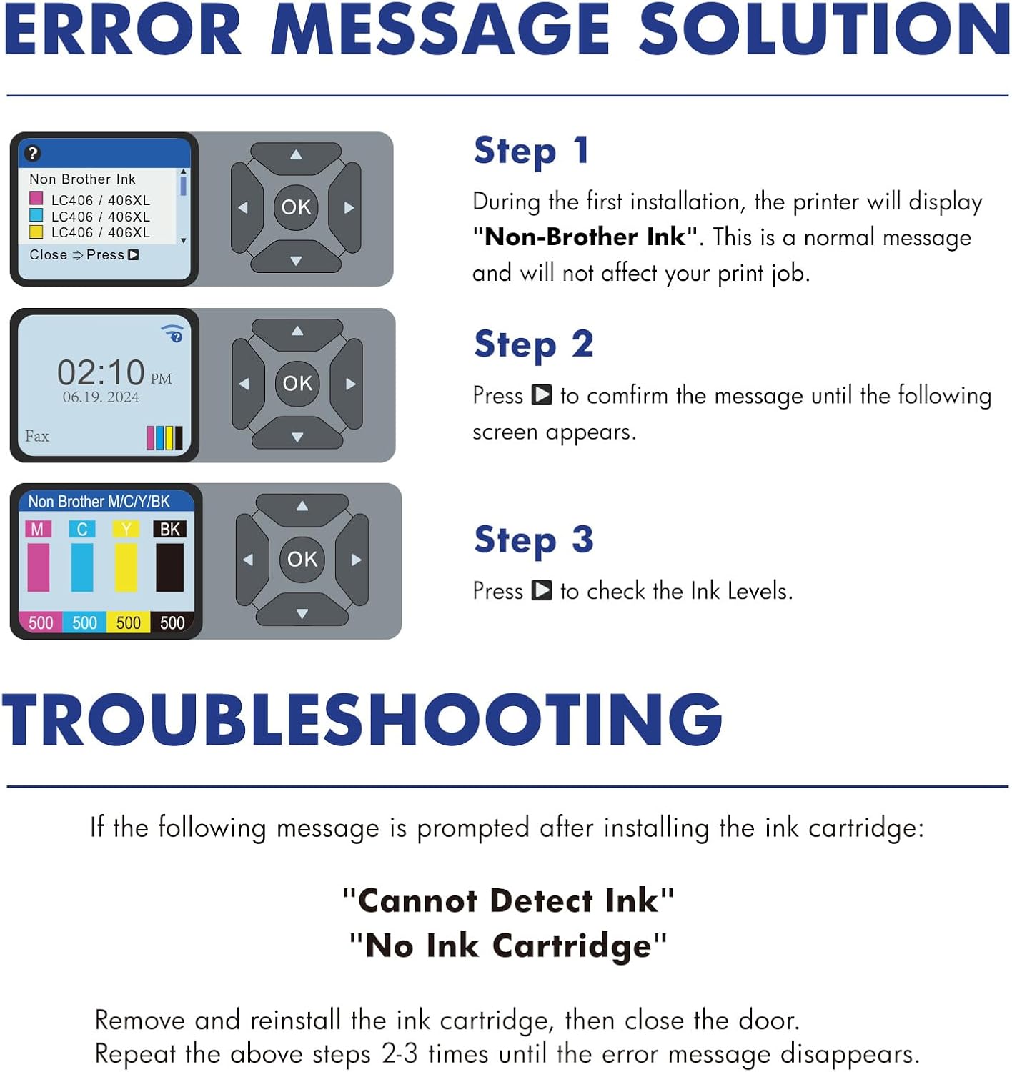 Cool Toner LC406XL LC406 Ink Cartridges for Brother Printer MFC-J4335DW MFC-J5855DW LC 406 XL for MFC-J6555DW MFC-J4535DW MFC-J6955DW MFC-J4345DW MFC-J5955DW HL-JF1 5 Pack-2Black Cyan Magenta Yellow