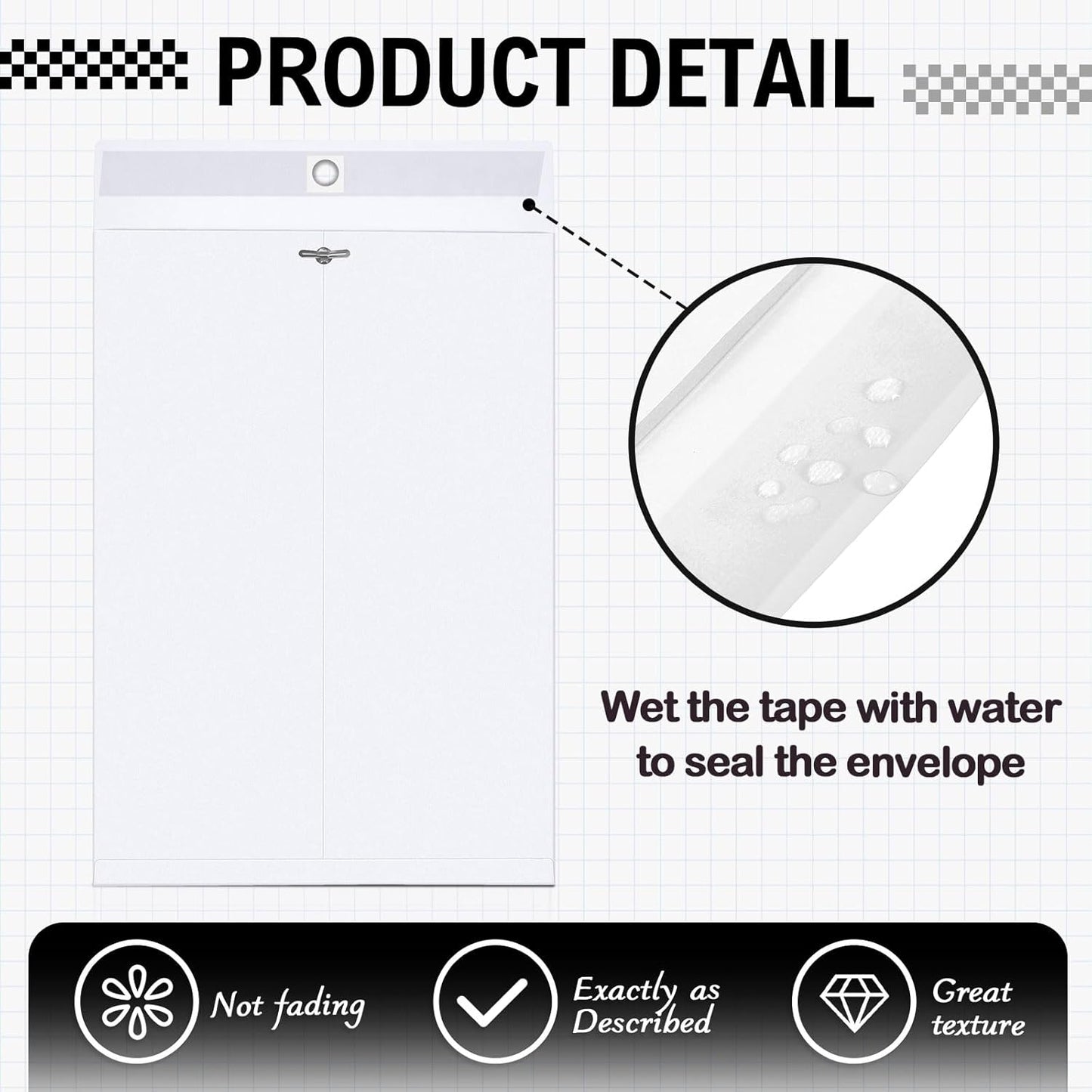 Geyee 50 Pcs 12 x 16 Inch White Manilla Clasp Envelopes Letter Size Mailing Envelopes with Clasp Closure for Filing Storing Documents Office Home Business School