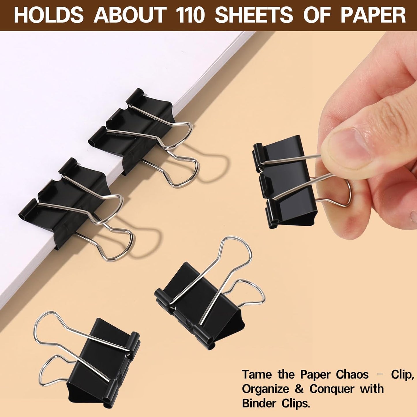 Binder Clips, Qimailer Medium Clips,36 Pcs 1.25 Inch,Black Metal Binder Clips and Paper Clips for Office, Home, School