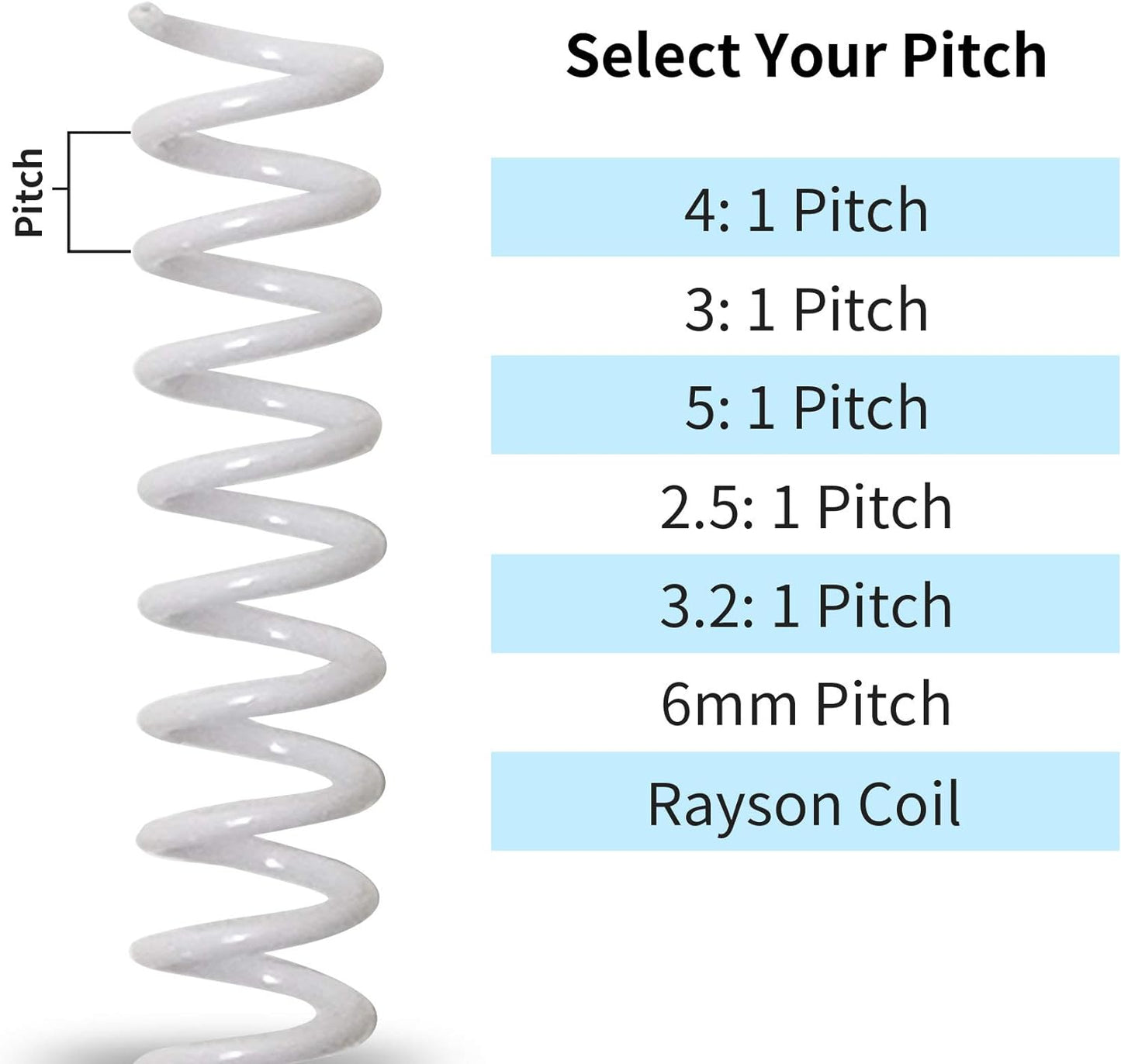 Rayson 5/8" Plastic Spiral Binding Coil, 140 Sheet Capacity, 4:1 Pitch 15.9mm White Coil Bindings Spines - 100/Box for Business and Educational Purposes