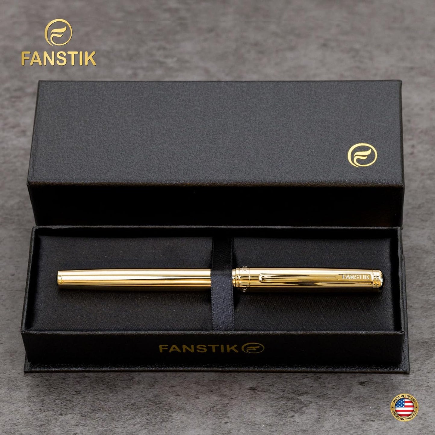 Customized Gold Luxury Rollerball pen (Made In USA) fancy gift set for women, Real 24K Gold Plating, Professional executive pen gift set for men (Lux Custom-Rollerball Gld)