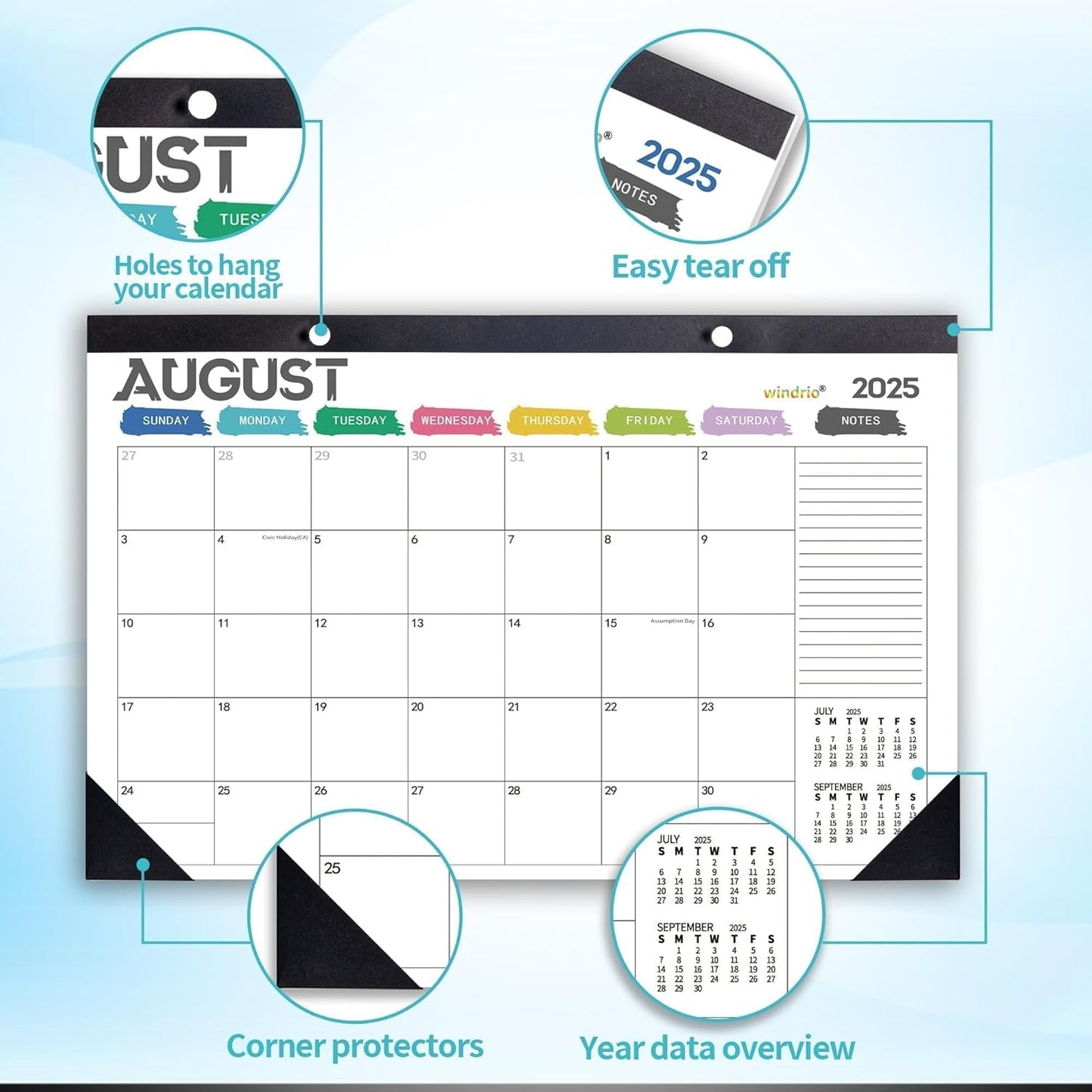 Desk Calendar 2026 Wall Calendars, July 2025 - December 2026 Monthly Planner Paper Office Desktop 17"X 12", Months Planning and Organizing Home, School, Office, Holiday, Vacation