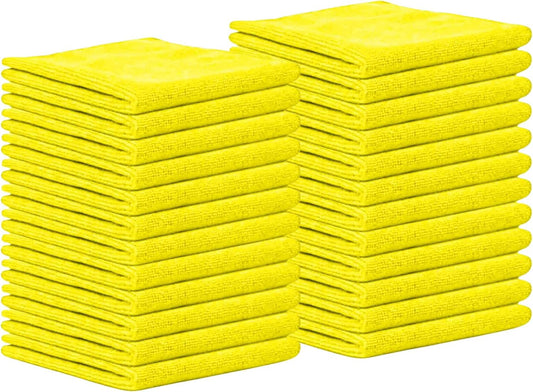 Microfiber Cleaning Cloth for Kitchen & households, Towels for Cars. (300gsm) (Pack of 24 Yellow)