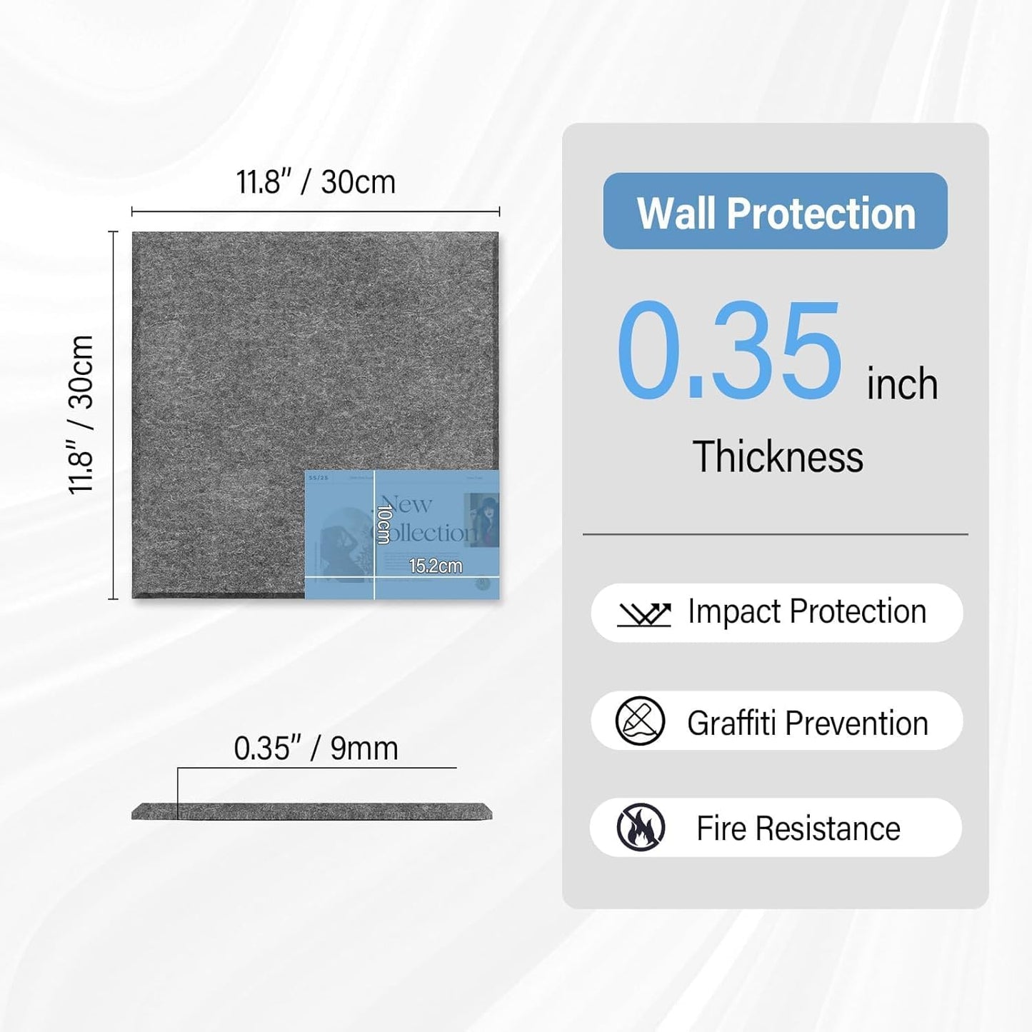 Large Cork Boards for Walls – 48 x 36 Self Adhesive Felt Wall Tiles, Ideal for Office Wall Organizing Bulletin Board, Easy to Install Cork Boards Felt Board