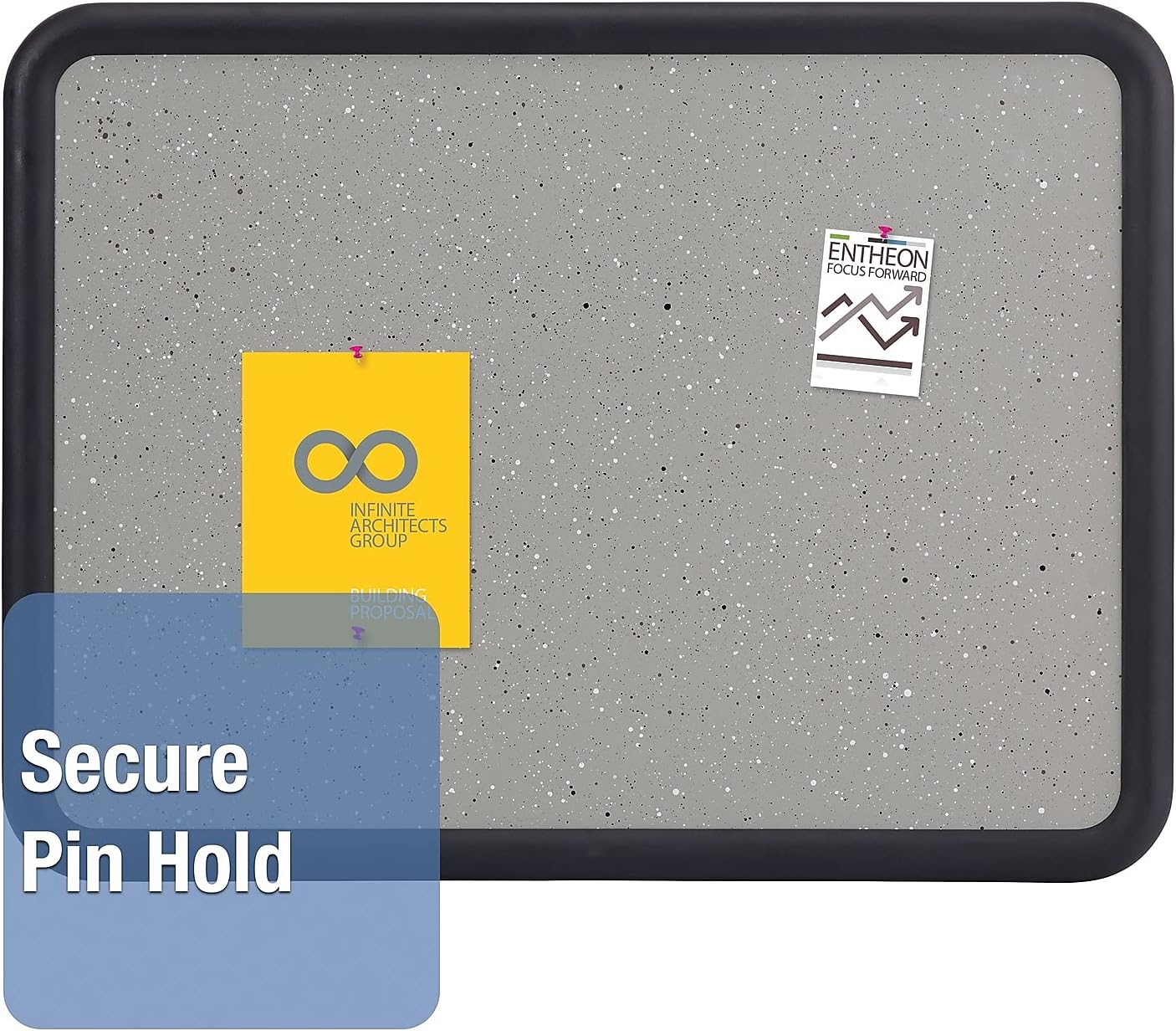 Quartet Bulletin Board, 2 x 3 Feet, Contour, Granite-Colored Surface with Black Plastic Frame (699370)