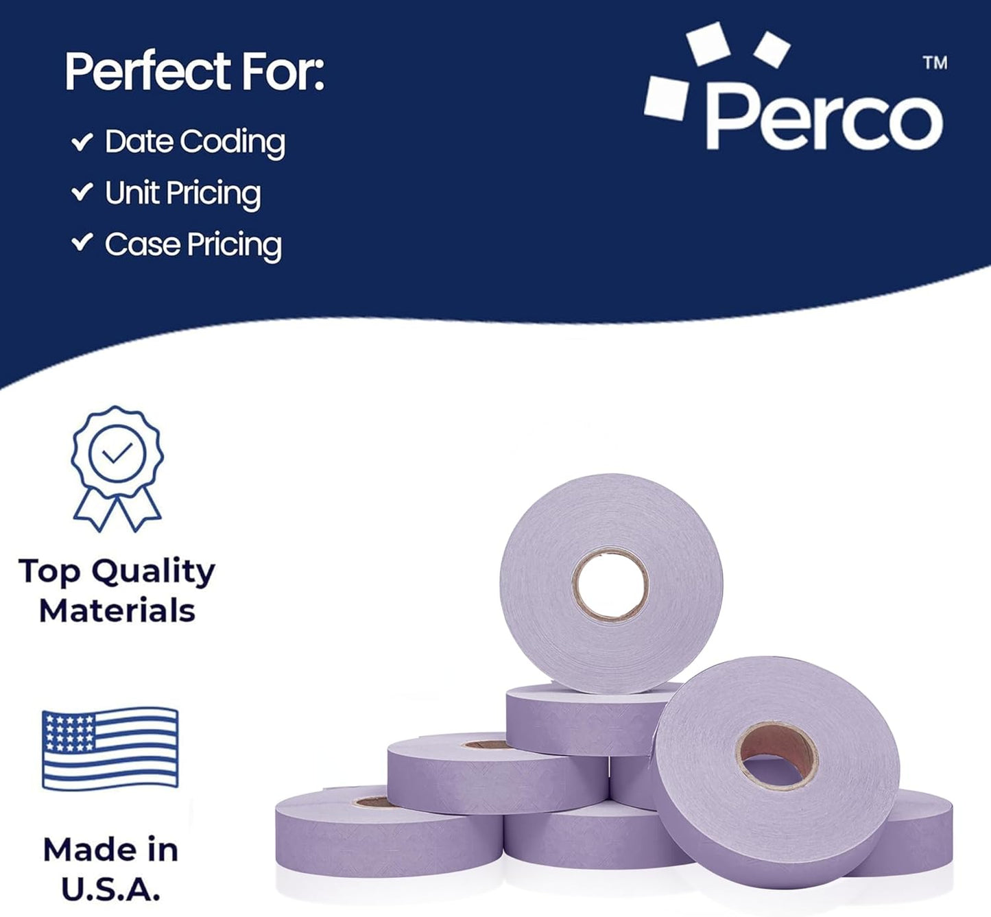 Perco Lavender Pricing Labels for Monarch 1136 Price Gun - 3 Sleeves, 24 Rolls Value Pack - 42,000 Price Marking Labels - with Ink Rolls Included