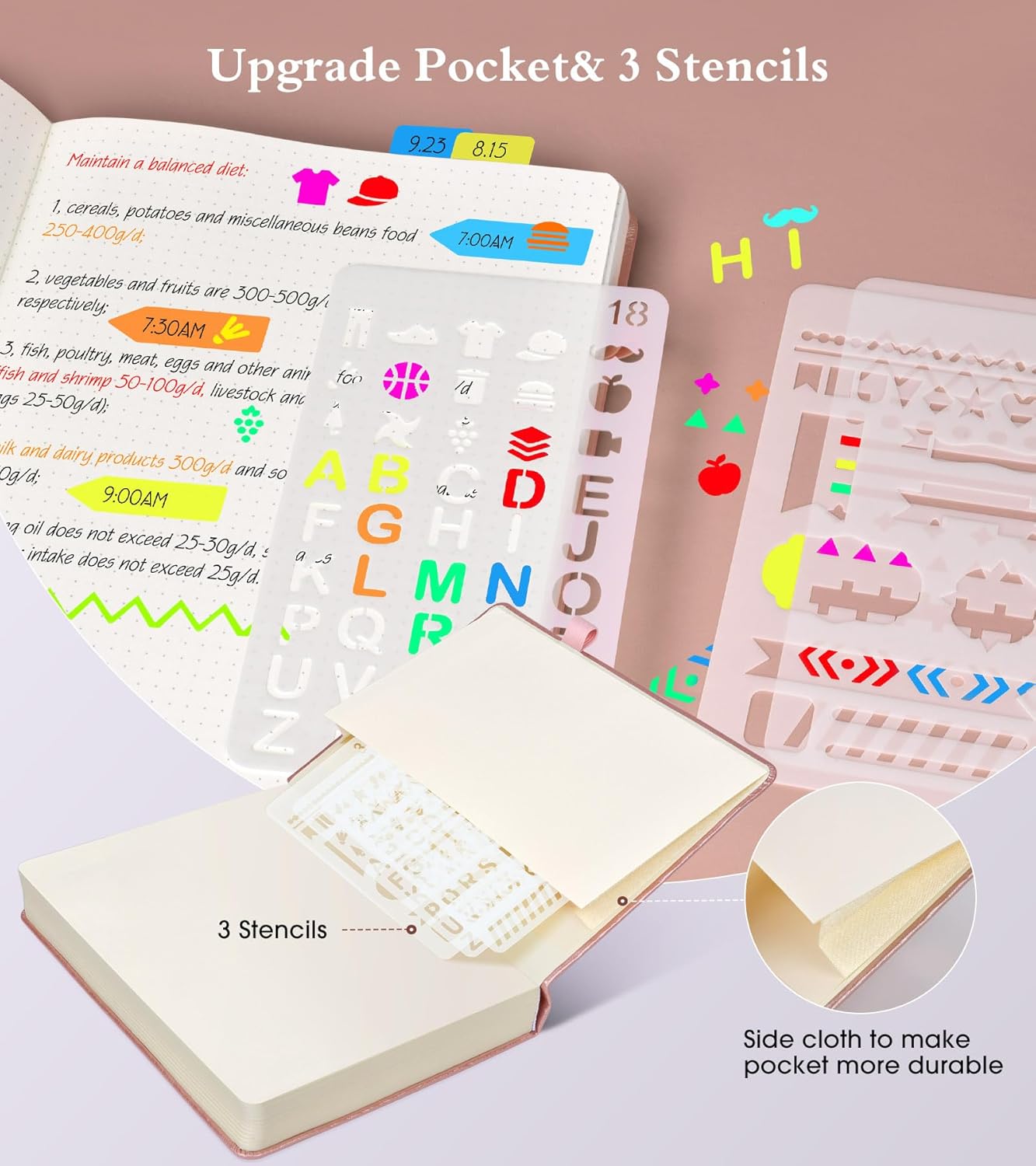 Dotted Journal Notebook, 360 Numbered Pages Dot Grid Notebooks 8.5 x 11, 100gsm Dot Paper Thick Hardcover Leather Journals for Writing Women Men, A4 Large Bullet Dotted Notebooks for Work Pink