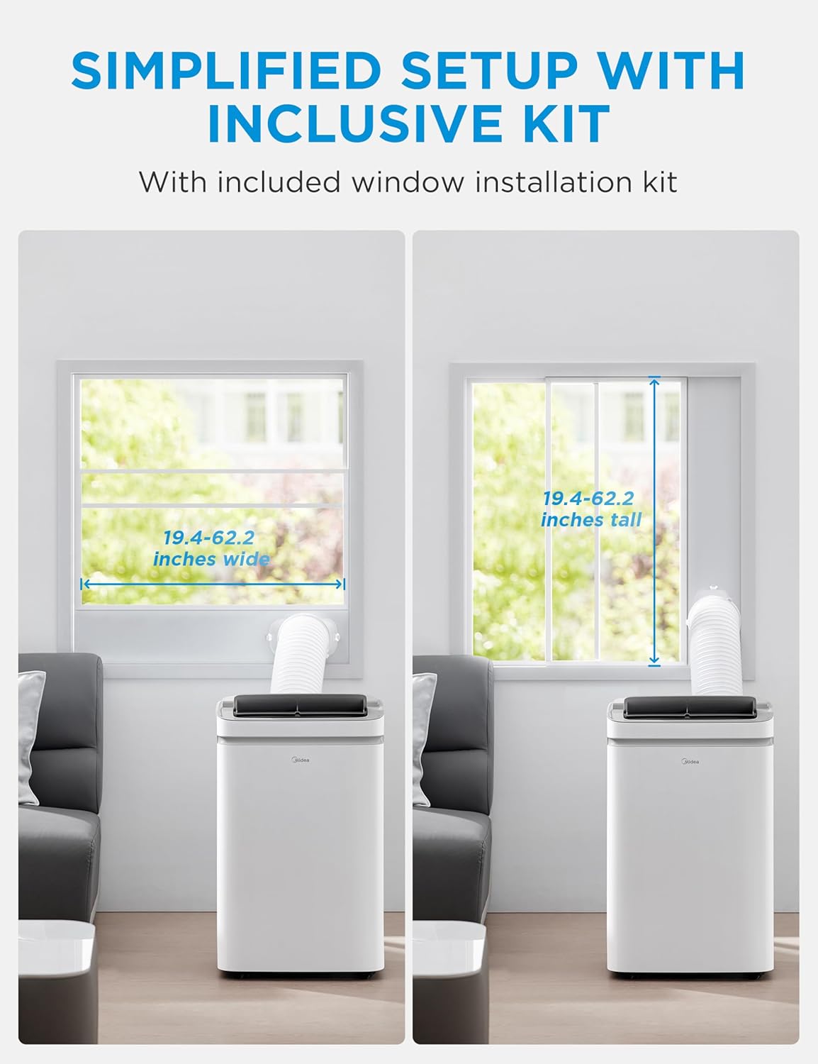 Midea MAP10S1XWT-A Air Conditioner, 14,000 BTU-Smart, Grey