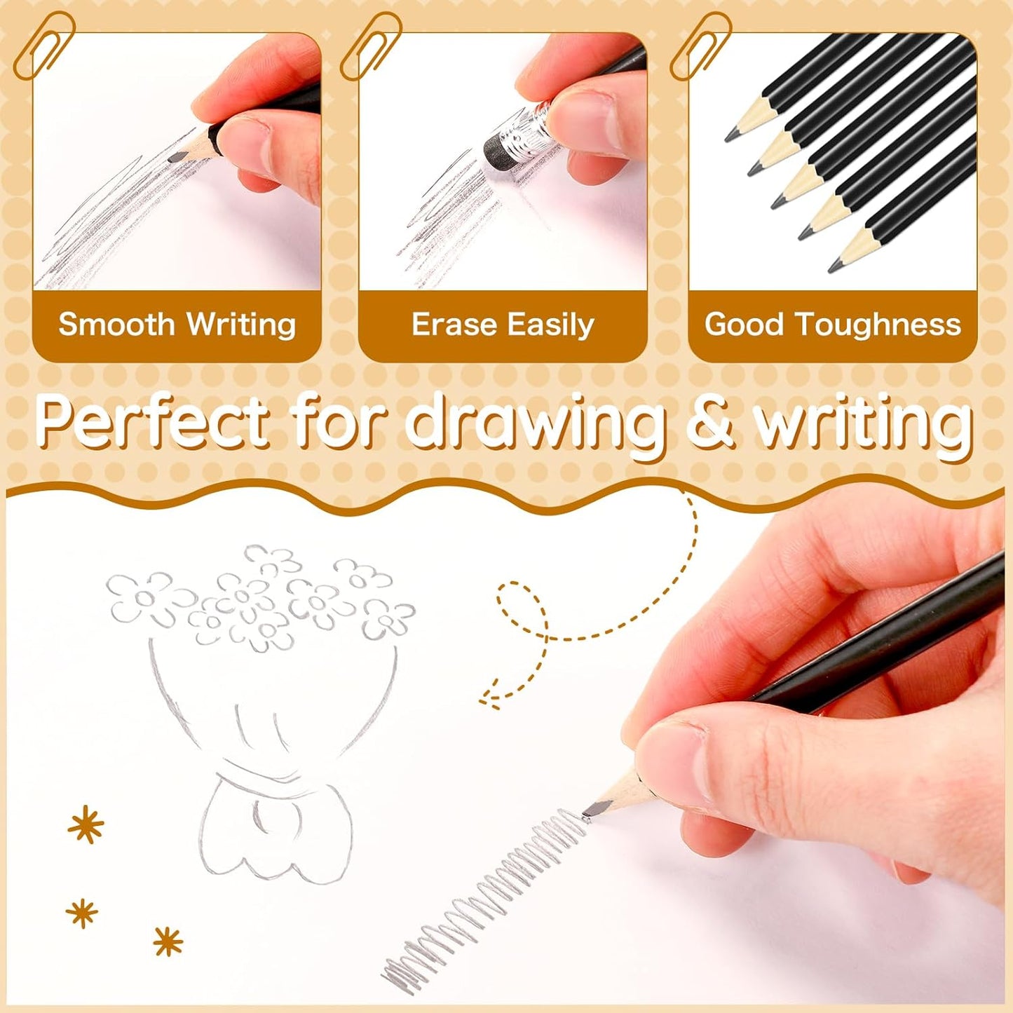 Geyoga 30 Packs of 300 Count #2 Pre Sharpened Pencils Bulk Woodcased for Classroom #2 HB Triangle Shape Pencils with Top Erasers for Teacher Office Back to School Supply(Black)