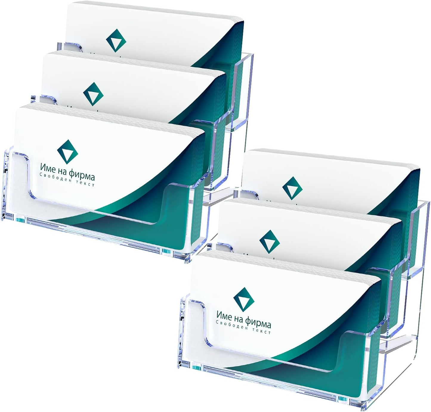 Acrylic Business Card Holder for Desk, Clear Plastic Business Card Stand with 3 Tier, Multiple Business Display Holder for Exhibition, Office and Hotel, 2 Pack