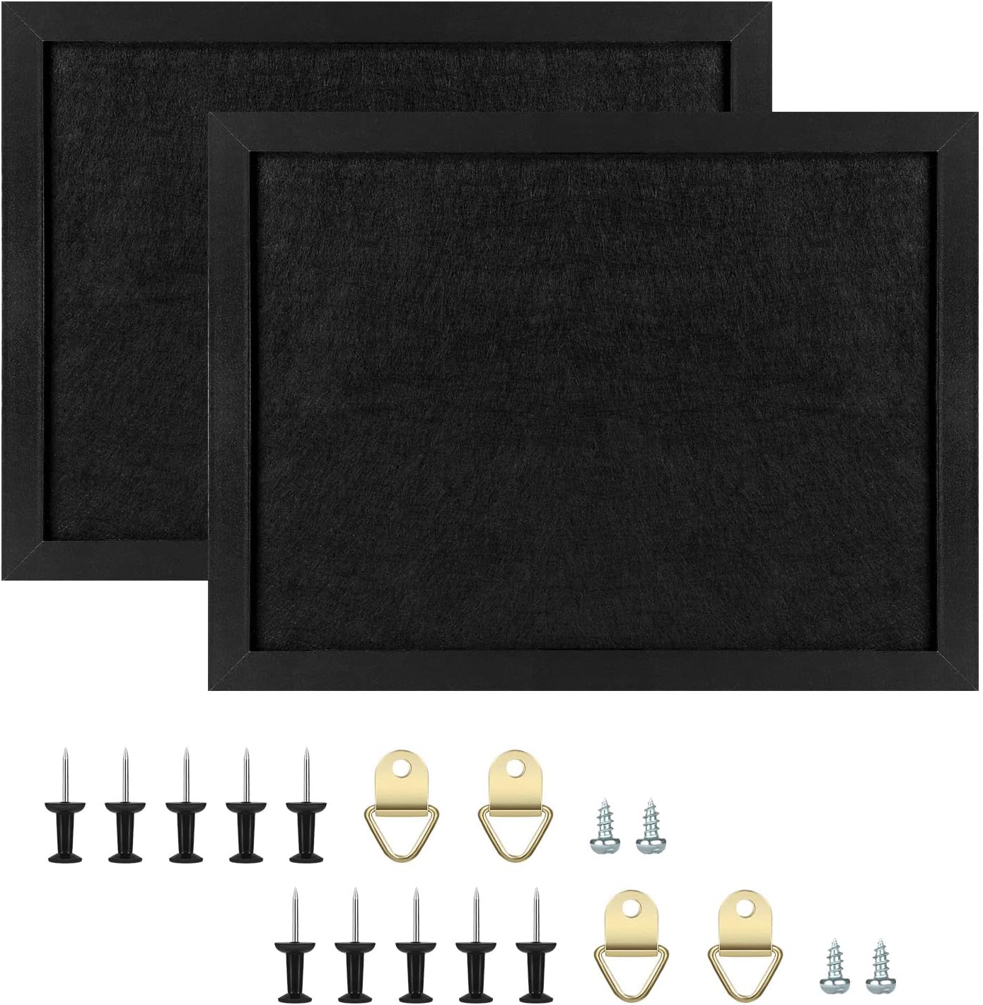 TORASO Cork Board Bulletin Board, Cork Boards for Walls with Pins, Eye Bolts, gaskets, Screws, Pin Board for Office, School and Home (All Black, 17“x23-2P)