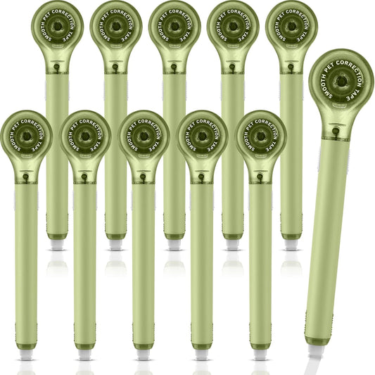 10 Pack Correction Tape Pen Correctional Ink Tape Push Pull Protective, Easy to Use Applicator for School Office Supplies, 0.2 x 236 Inch (Green Color)