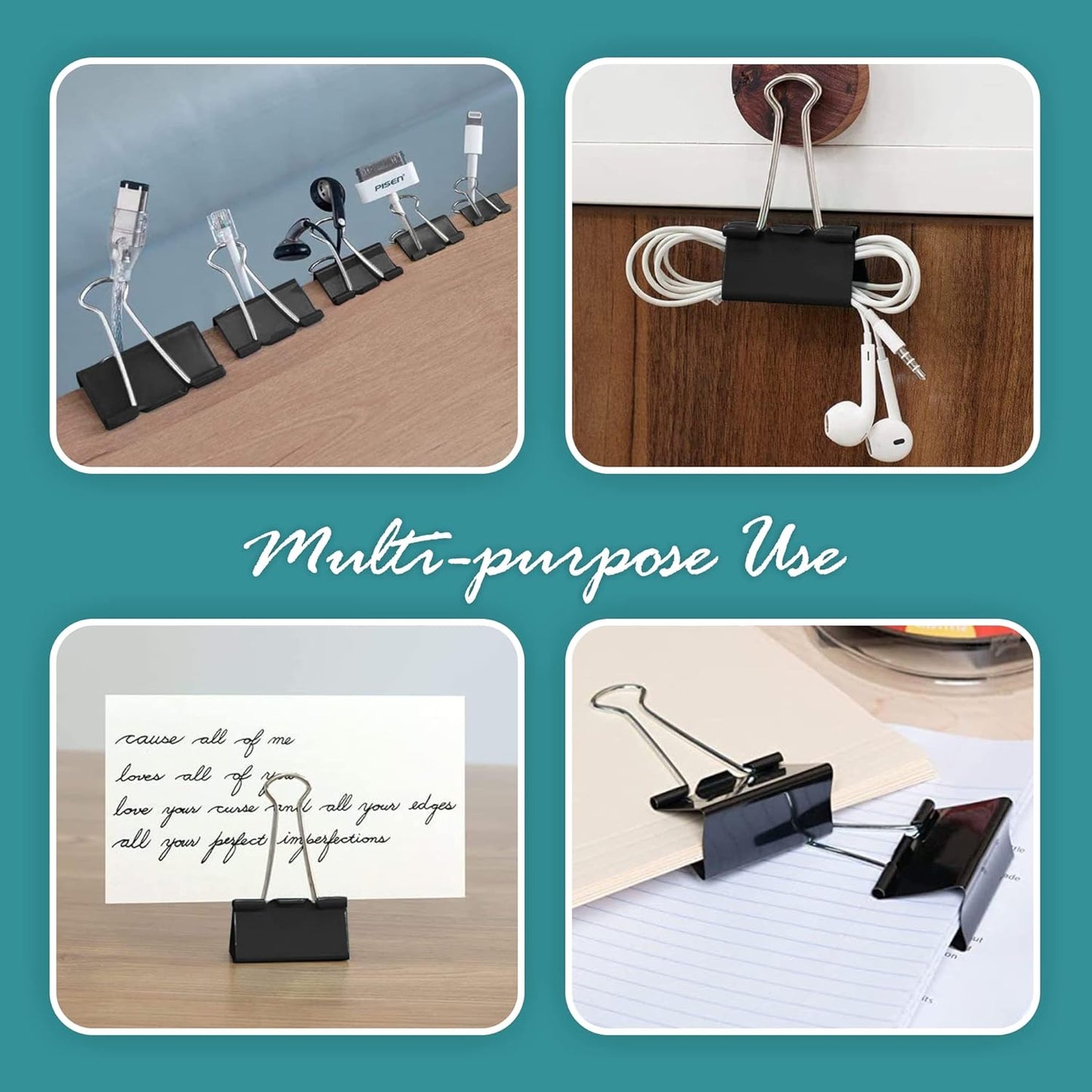 Binder Clips - 60 Pack Mini Black Paper Clamps, 0.6 Inch, Holds 30 Pages, File Clip for Home, Office and School Supplies