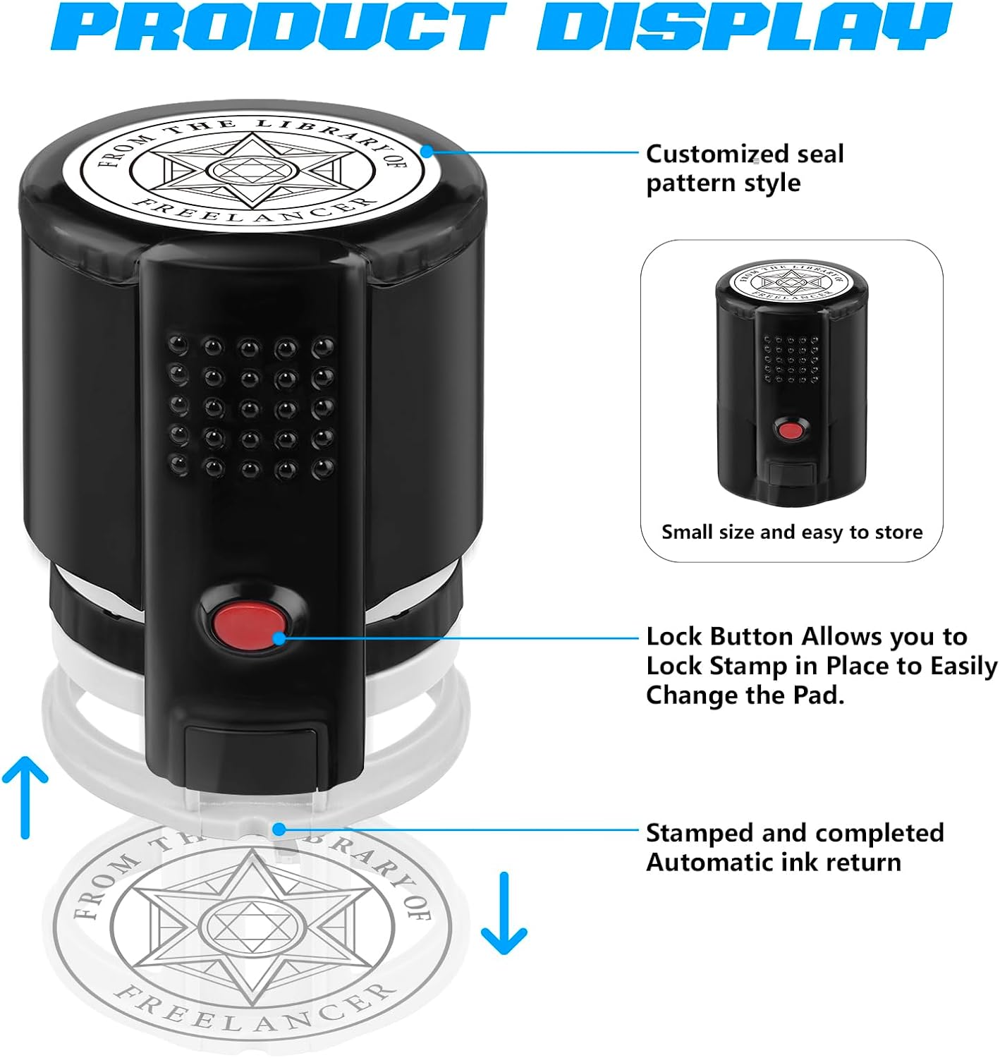 Custom Ink Stamp | Personalized Self Inking Stamp Gifts for Book Lovers, Readers, Teachers | 5 Ink Colors (Star-04)