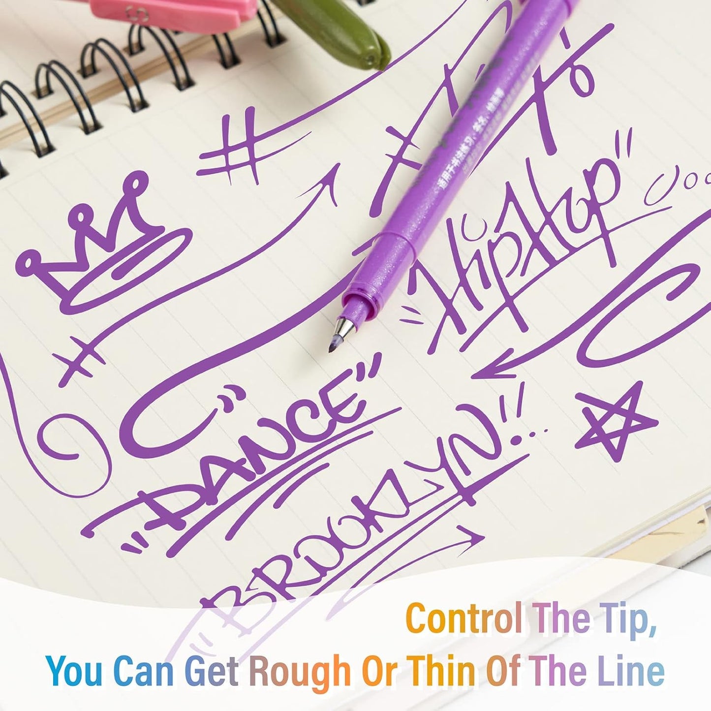 Felt Tip Pens, 15pcs Calligraphy pen Assorted Colors Sign Brush Pen Art Brush Marker Water Based Journaling Pen Set for Beginners Beginner Adult Lettering, Calligraphy (15pcs)