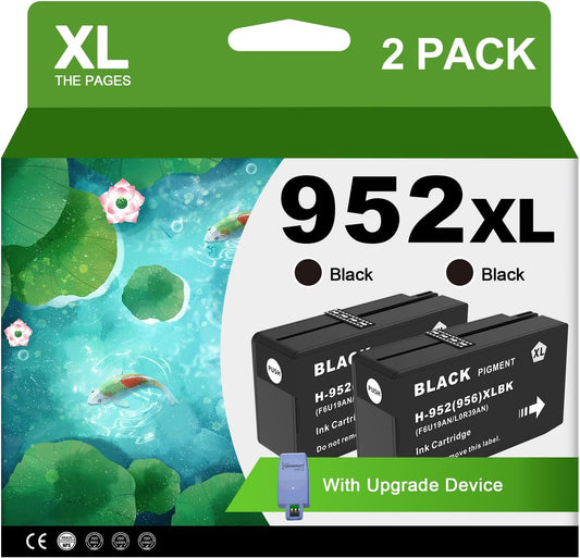 952XL Black Ink Cartridges with Upgrade Device Replacement for HP 952XL Black Ink Cartridges for HP Officejet Pro 7740 8720 8710 8210 8715 8740 8702 8730 8725 Printers (952XL BK High-Yield 2 Packs)
