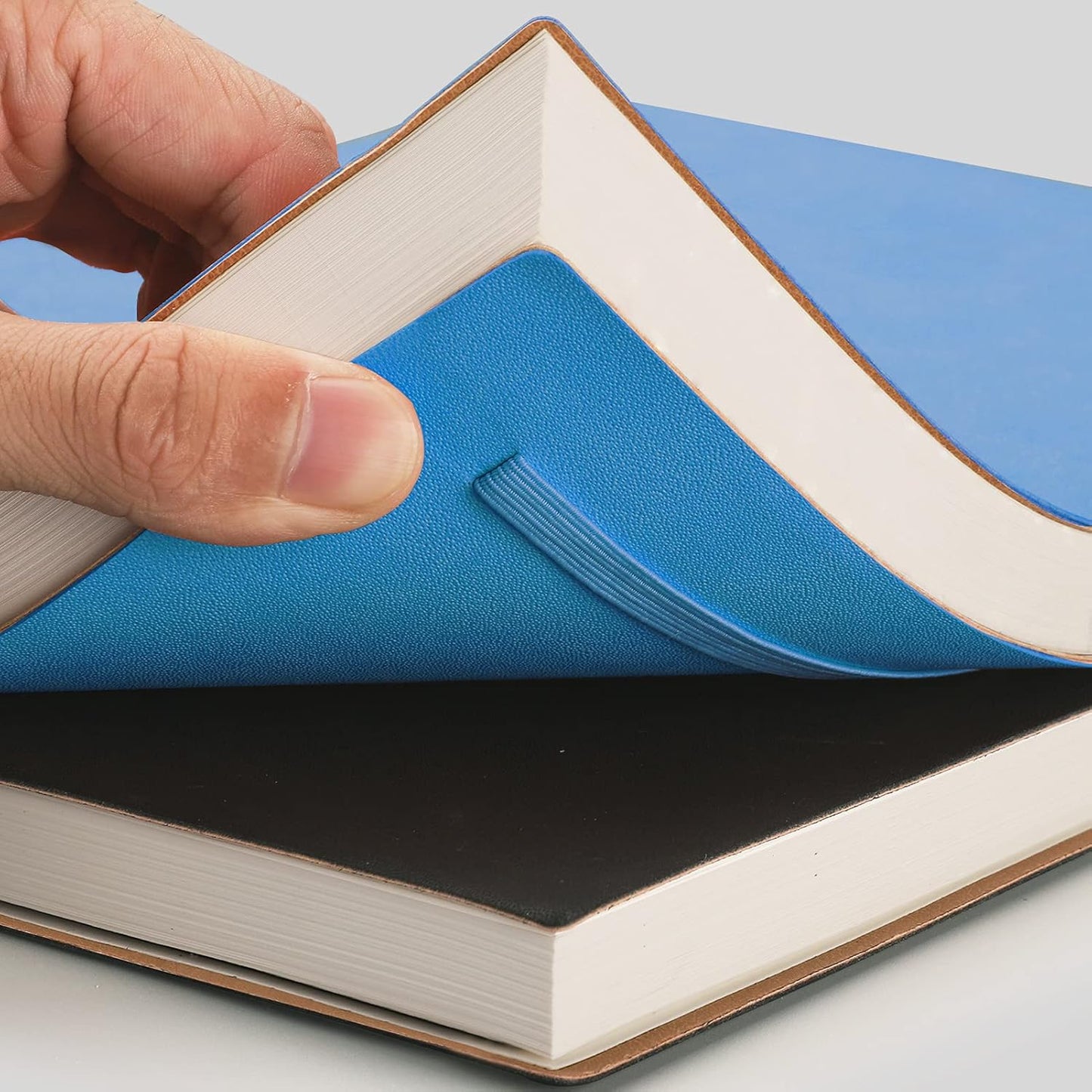 AHGXG Bullet Dotted Journal 2 Pack - B5 Large Journal Dot Grid Notebook (7.6'' X 10'') with Thick 120gsm Dot Paper, Soft Leather Cover, Total 384 Pages, Inner Pocket - BlackBlue