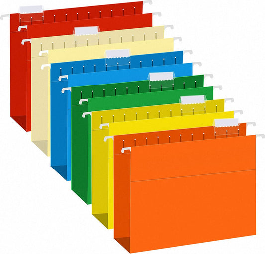 Extra Capacity Hanging File Folders, RAZCC 30 Pack Letter Size Reinforced Hanging Folders with Heavy Duty 3 Inch Expansion for Bulky Files, Filing Cabinet, Adjustable Tabs, Assorted Colors