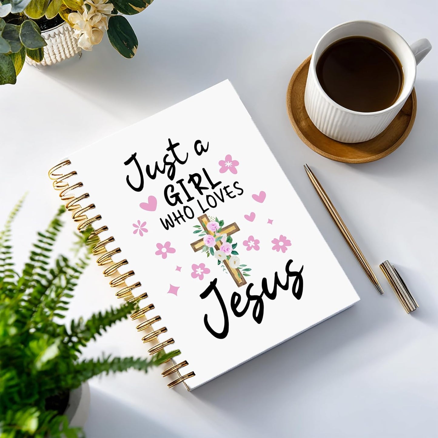 YOU FOUND ME Bible Notebook, A5 Spiral Christian Journal with Floral Pink Butterfly Notebook, Just a girl Who Loves Jesus, Inspirational Notebooks for Women, Bible Study, Gift for Birthday Christmas
