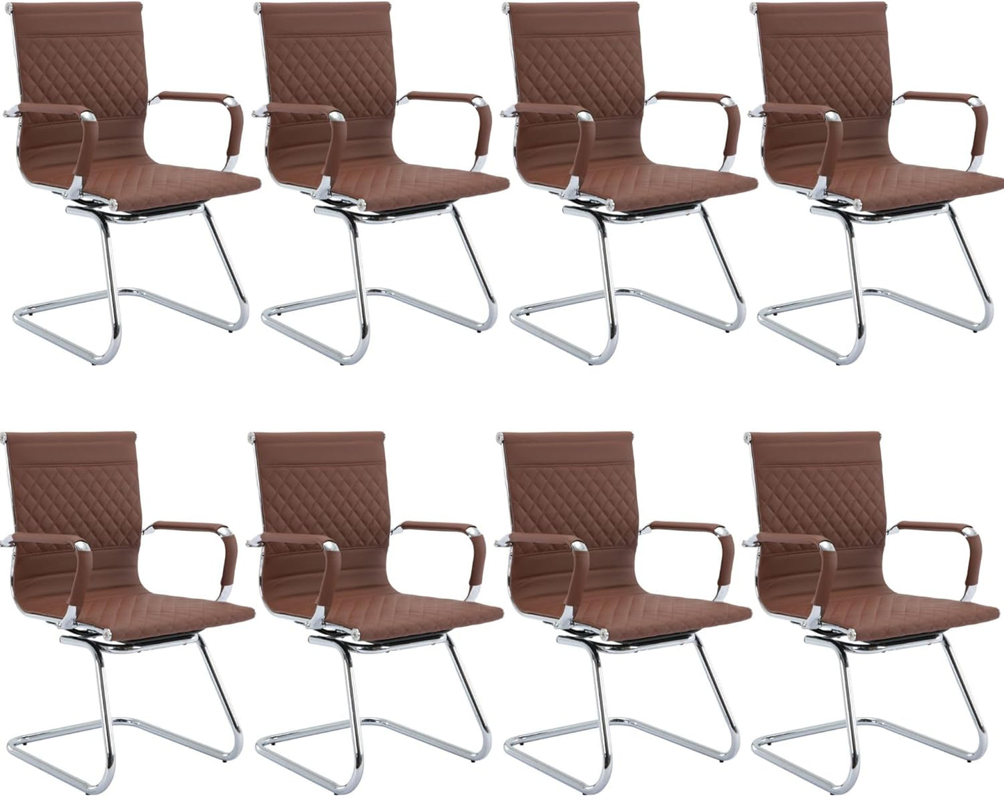 Office Guest Chairs - Reception & Waiting Room Set of 8 with Mid Back, Modern PU Leather Desk Chairs