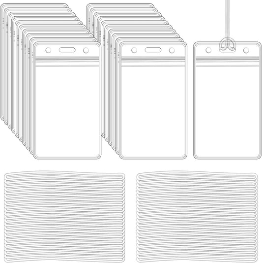 10 Pack Clear Plastic Luggage Bag Tag Holder Badge Label Tag Holder with 10 Pack Luggage Loops Straps for Office Business Travel Supplies