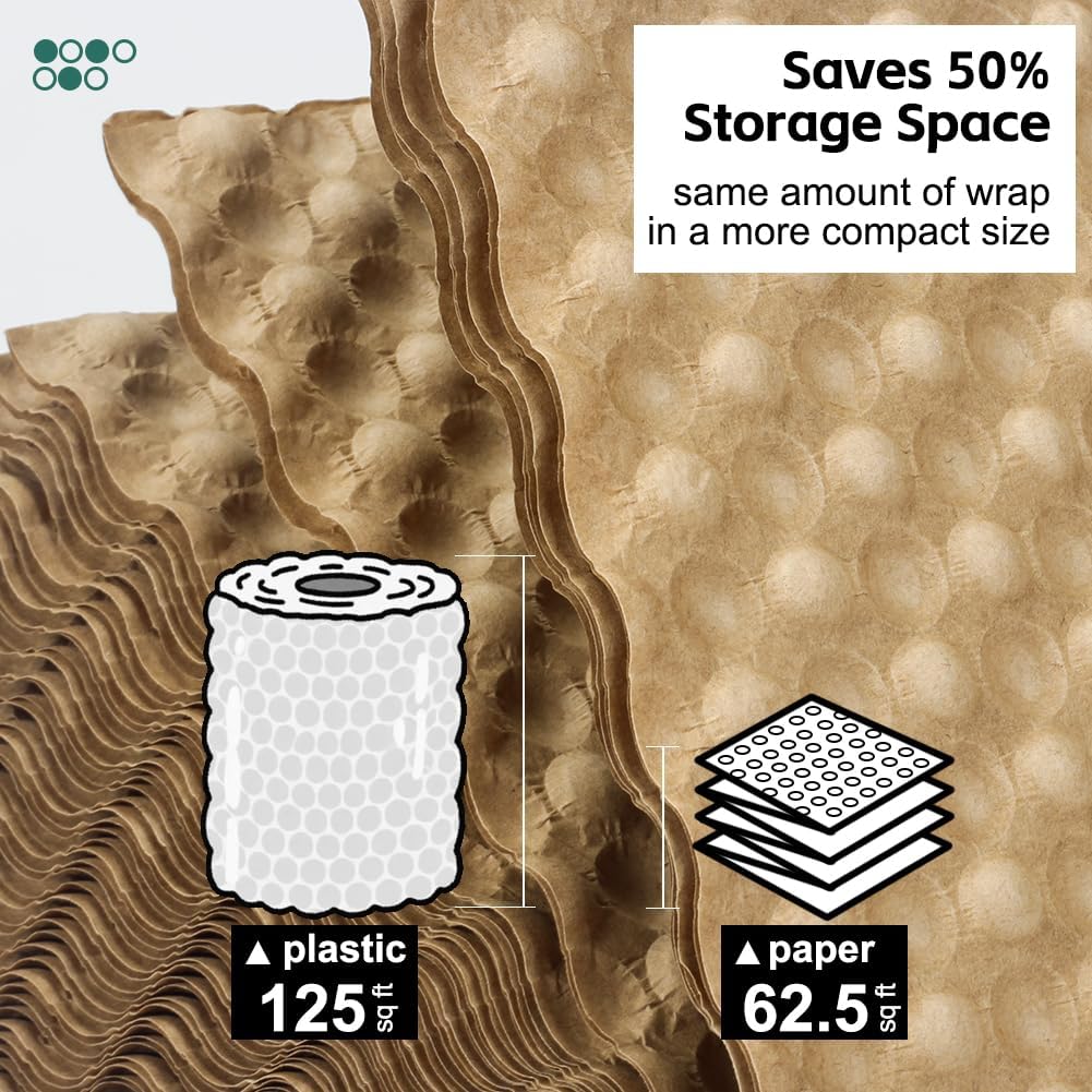Reusable Bubble Paper - 15" x 50 FT Durable Bubble Wrap for Moving, Eco-Friendly & Washable Shipping Supplies, Biodegradable Packing Paper