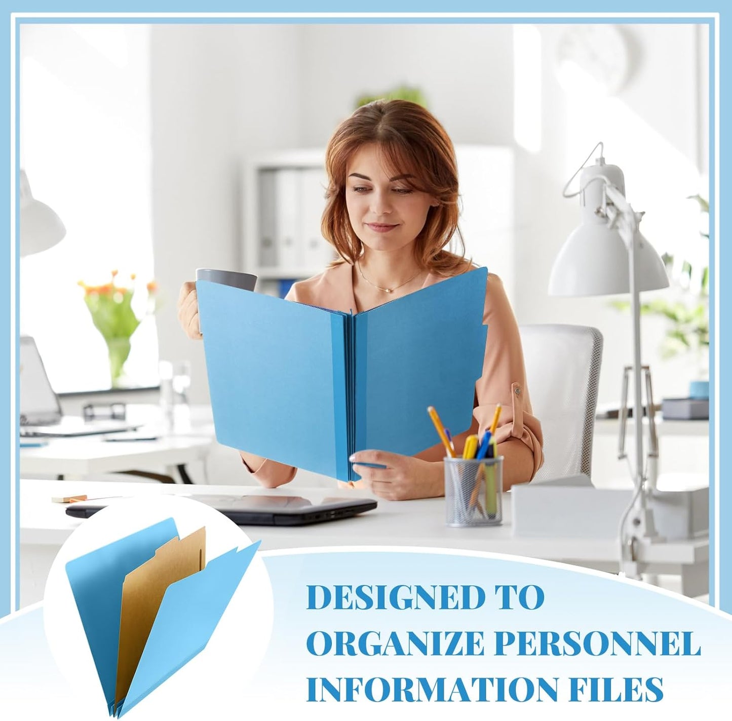 36 Pcs Classification Folders Letter Size, 1 Divider Pressboard File Folder with Fasteners, Expanding File Organizer Bulk for Teachers, Clergy, Office, Church, Christmas Donations (Blue)