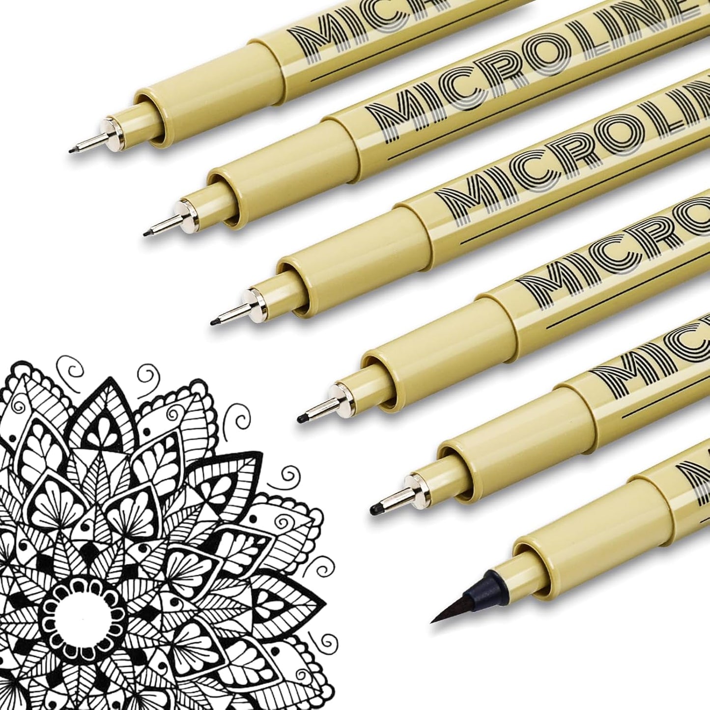 KERIFI Fineliner Ink Pens, Black Micro Fine Point Drawing Pens Waterproof Archival Ink Multiliner Pens for Artist Illustration, Sketching, Technical Drawing, Zentangle, Scrapbooking (6 Assorted Nib)