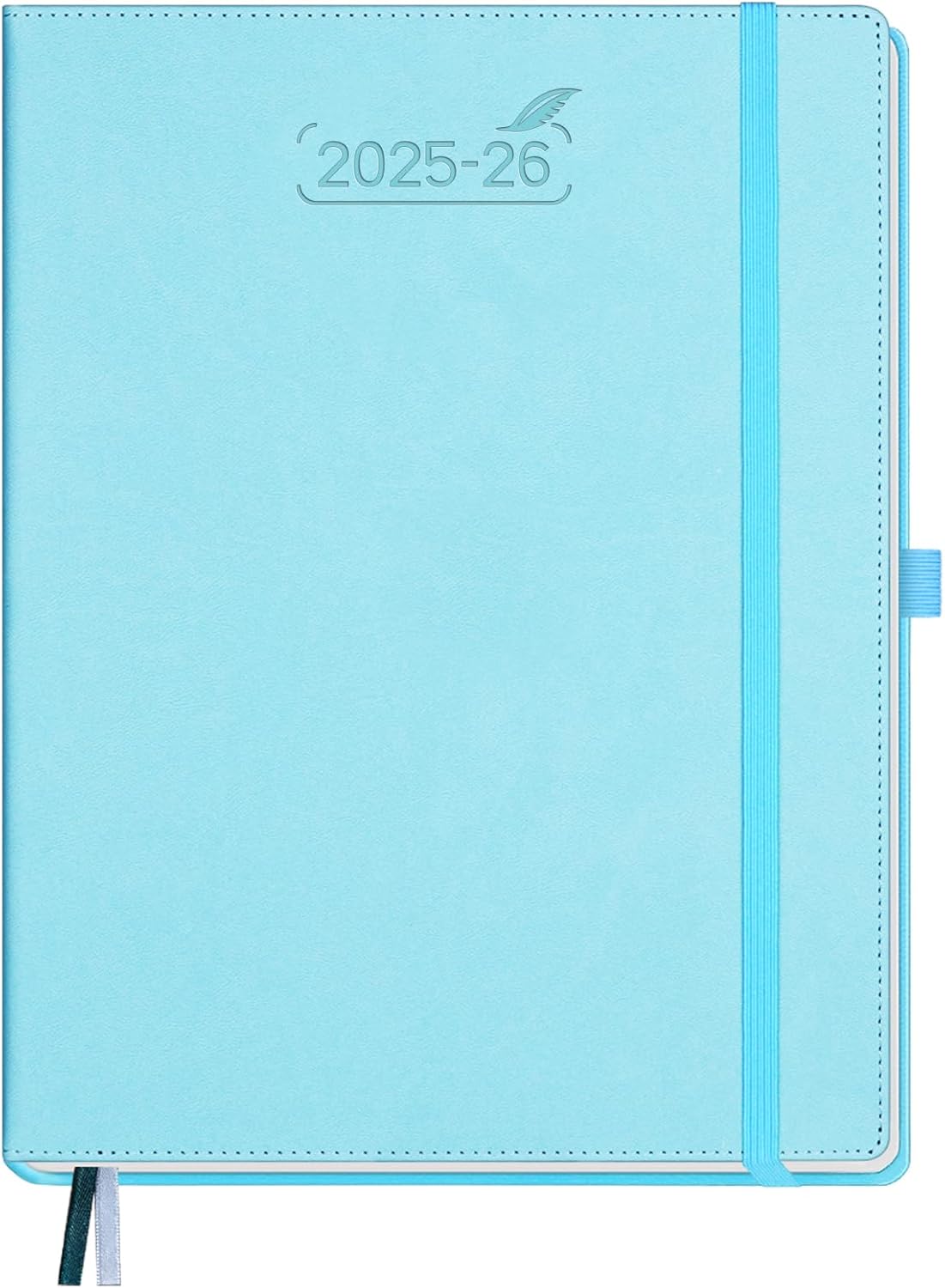BEZEND Planner 2025-2026 Weekly and Monthly, 8.5" x 11" Academic Calendar (Jul 25-Dec 26) Vertical Daily Appointment with Hourly Timeslot & Monthly Tab, PU Leather Hardcover - Sky Blue
