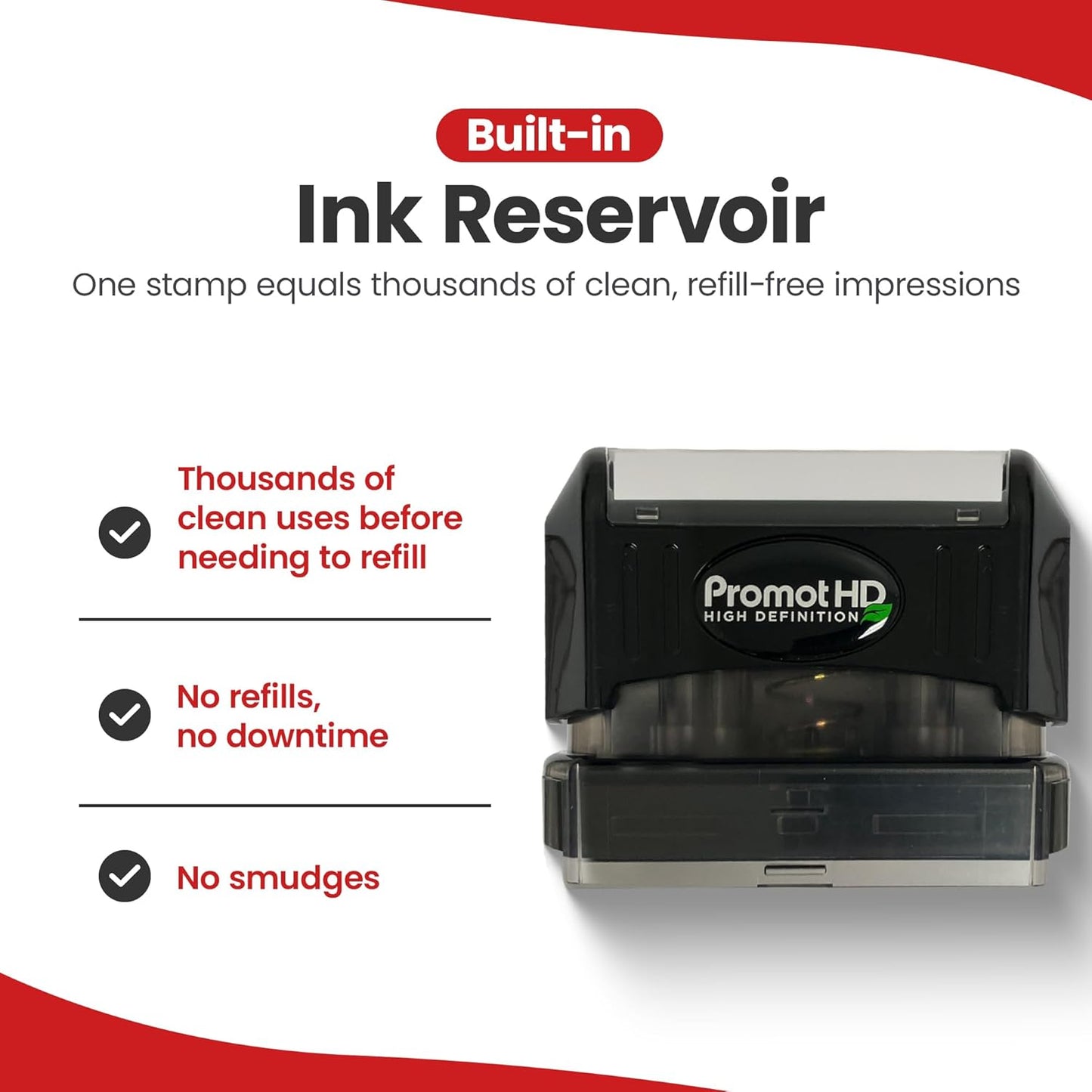 Promot Pre-Inked Custom Deposit Stamp - Personalized Text, Refillable Custom Stamp with Built-in Ink Reservoir, Easy 3-Step Re-Inking, Customized Rubber Stamp for Bank and Businesses (6-Lines)