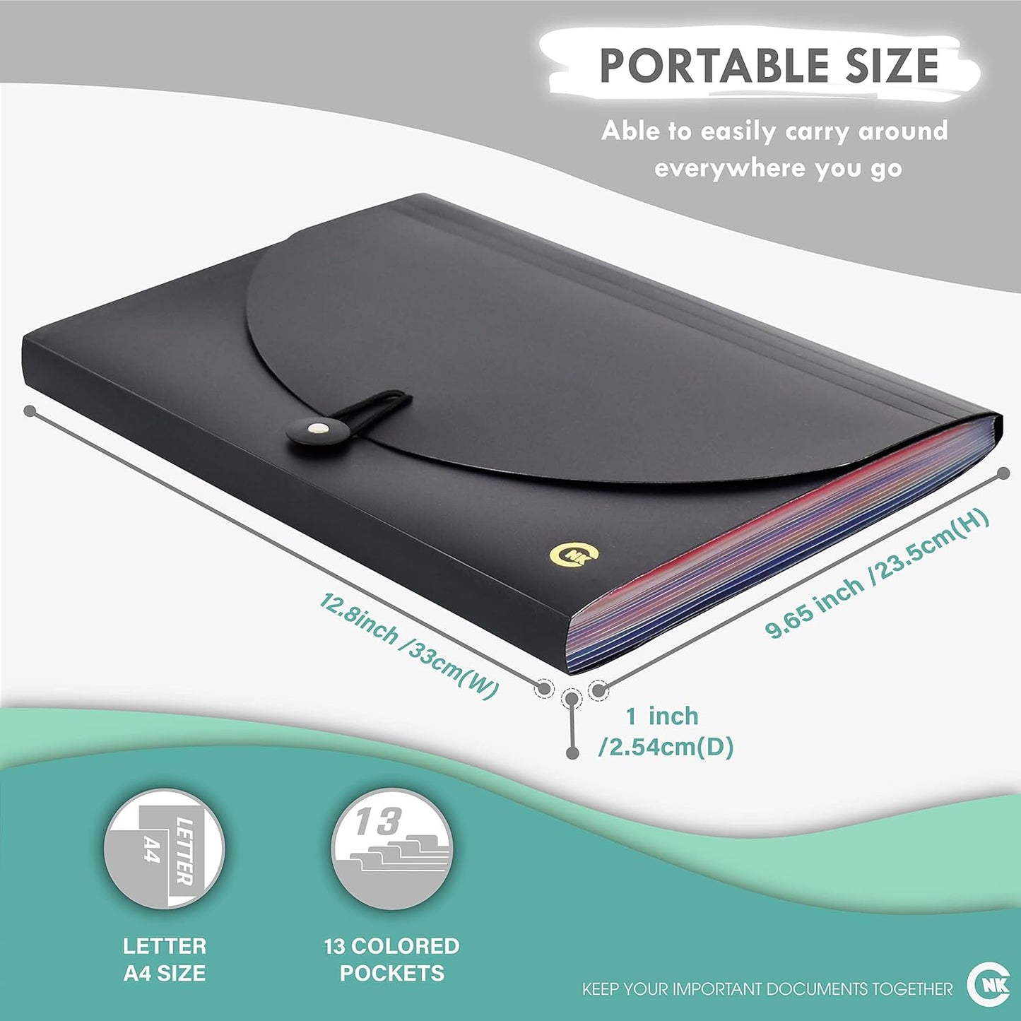 CNK File Folders Organizer with 13 Pockets Accordion Expanding Folder For Documents Receipt Document Paper Pocket Filing Products Accordian Important expandable holder files alphabetical Labels Letter