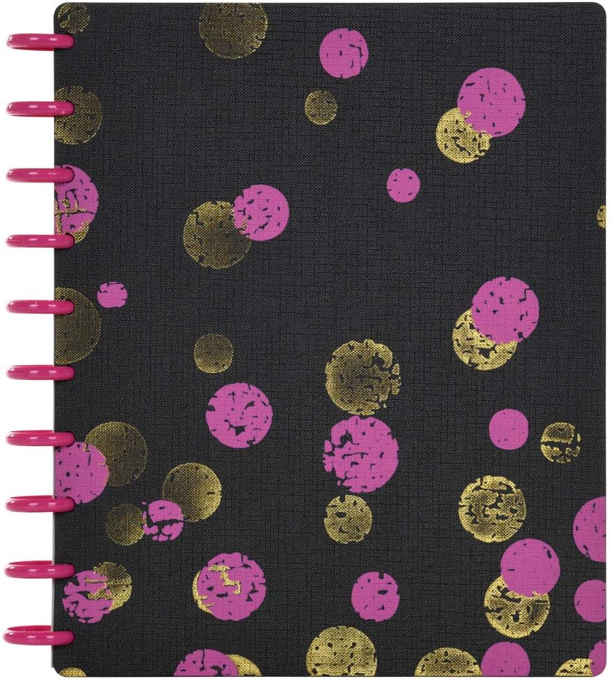 Talia Discbound Notebooks, Planner, Customizable, (xBounce Maroon w/Pink Discs, Midsize (7.5in x 9.75in))