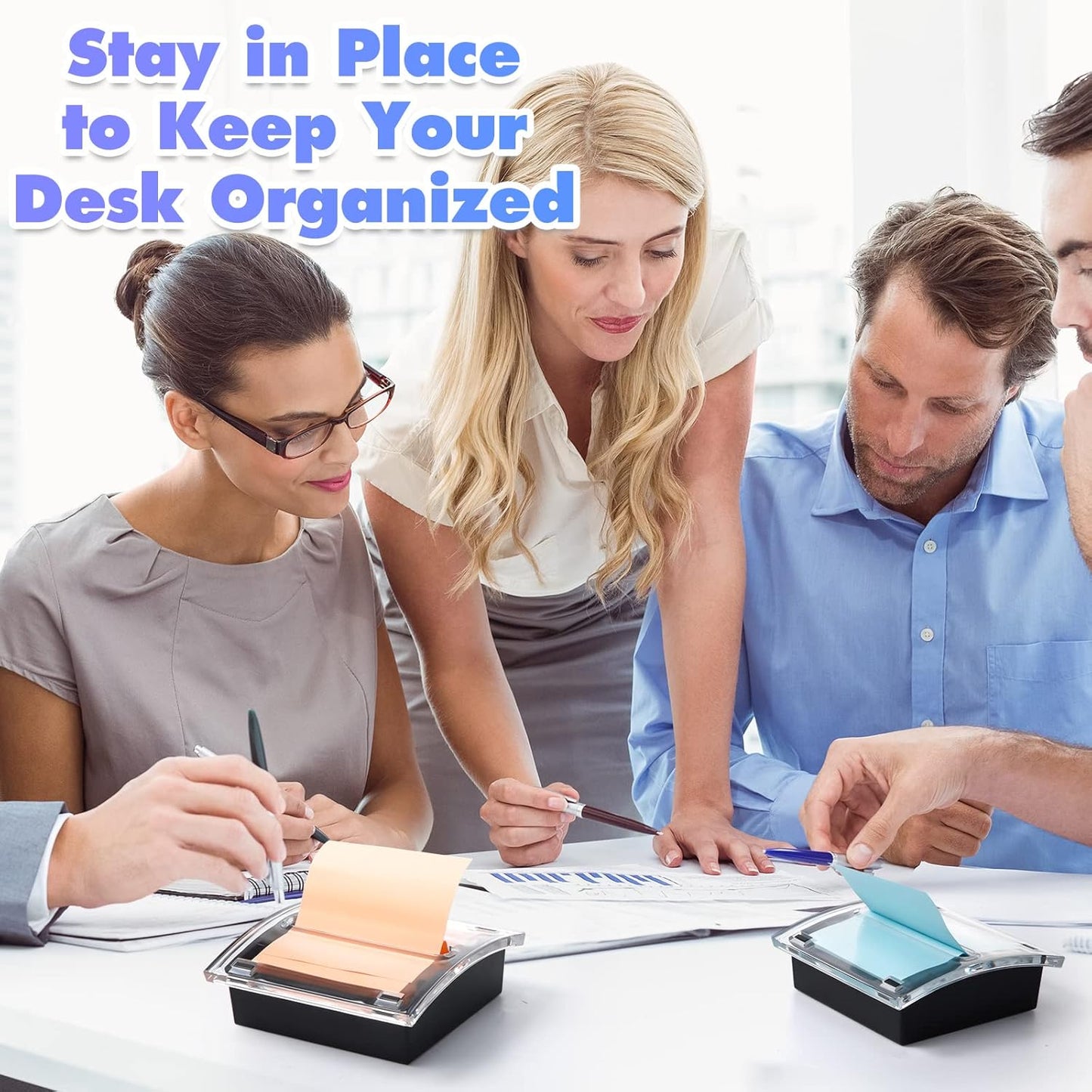 4 Pieces Pop up Notes Dispenser Black Base Sticky Note Holder Clear Top Sticky Pad Holder for Desk Sticky Pad Container Acrylic Memo Organizer Fits for 3 x 3 Inches Reminder School Office Home Store