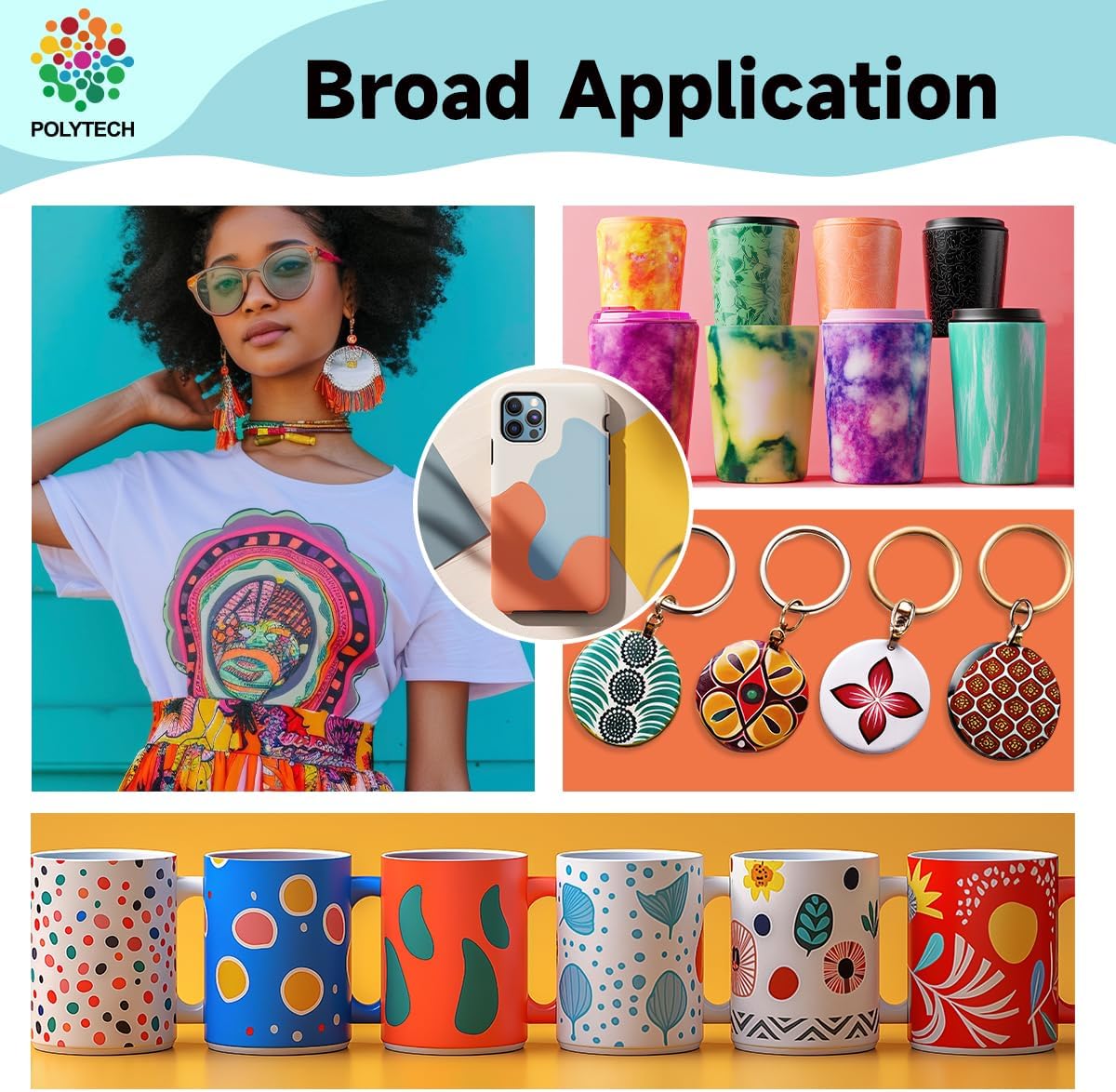 Polytech Sublimation Paper, 8.5x11, 100 Sheets, Heat Transfer Paper for All Sublimiation Blanks, For All Sublimation Printer and Ink, For Tumblers, Magnet Blanks, Ceramic Ornaments, Light T-Shirt,125G