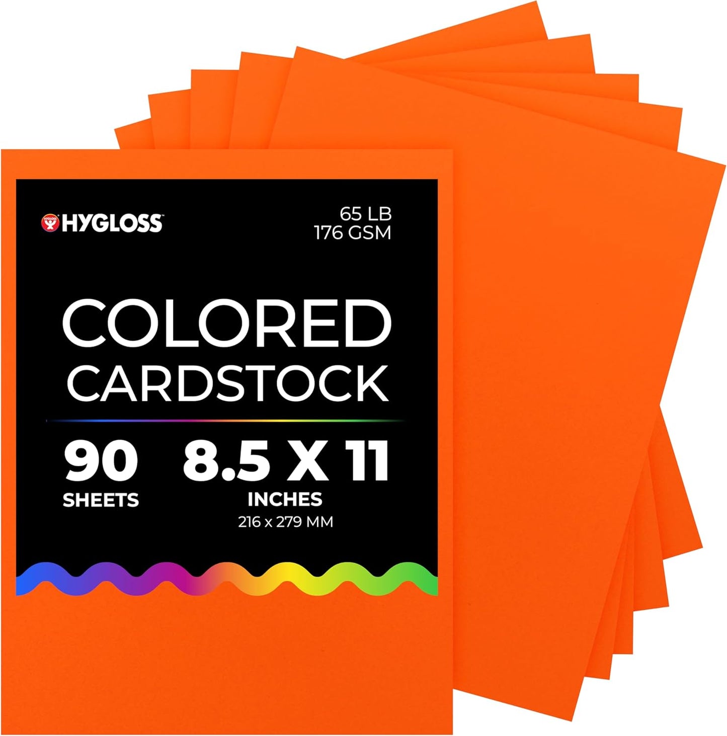 Hygloss Dark Orange Bright Colored Cardstock - 8.5x11-Inch, 90 Sheets, 65 lb/ 176 gsm, Fade-Resistant, Acid-Free Color Card Stock Paper