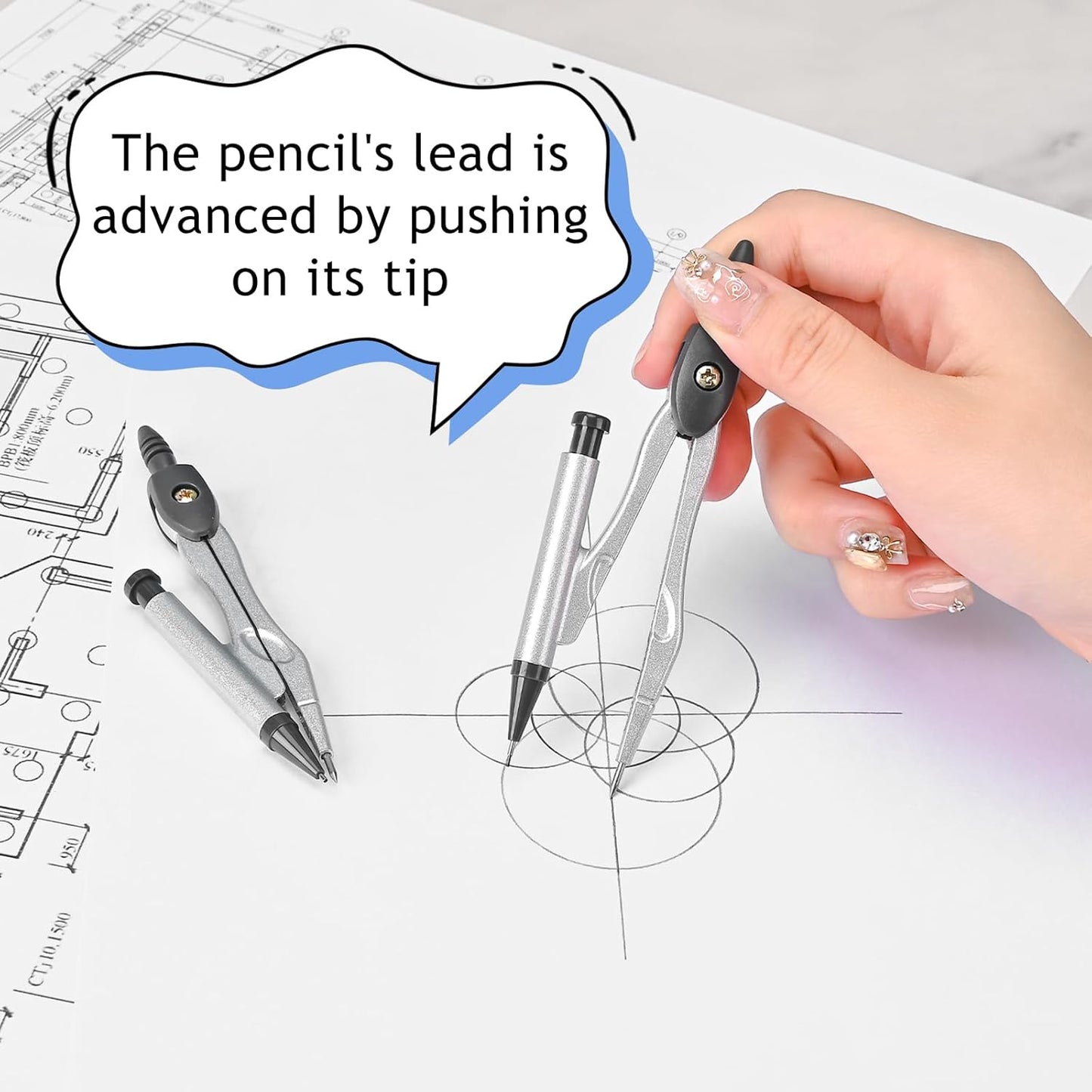 6 Pcs Metal Geometry Set, Math Geometry Kit, Metal Ruler Set and Compass Geometry Tool, Rulers Protractor and Compass Set for Student School and Drawings Supplies (Red)