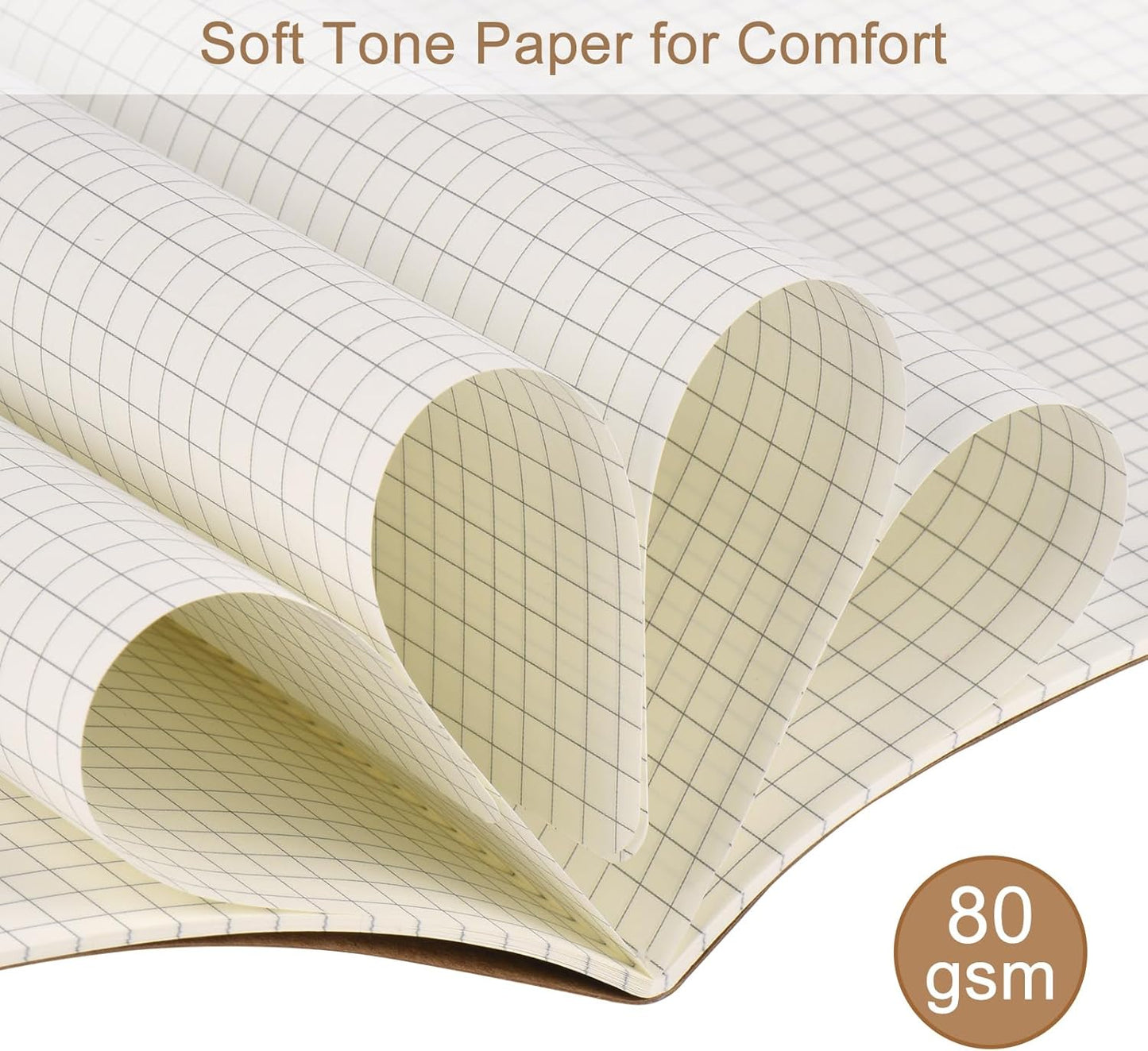 ZCZN 8 Pack A5 Kraft Notebooks Bulk, 8.15x5.5 Inches Graph Paper Journaling Notebooks, Notebooks for Work, Composition Notebooks for School, Journal Notebooks for Office, 60 Pages