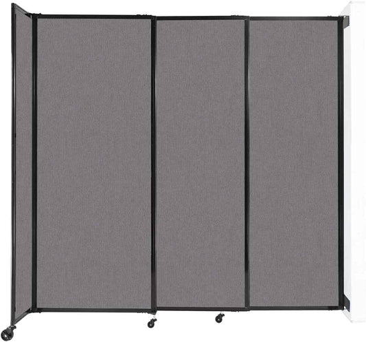 Wall-Mounted Sliding StraightWall Room Divider | Adjustable Widths | Locking Wheels | Room Separator | Up to 7'2" Wide x 6'10" Tall Slate Fabric Panels
