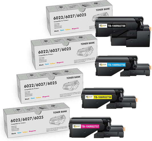 6022 6027 Toner Cartridge Compatible Replacement for Xerox Phaser 6022 6020 for WorkCentre 6027 6025 Printer (106R02756 Cyan, 106R02757 Magenta, 106R02758 Yellow, 106R02759 Black)