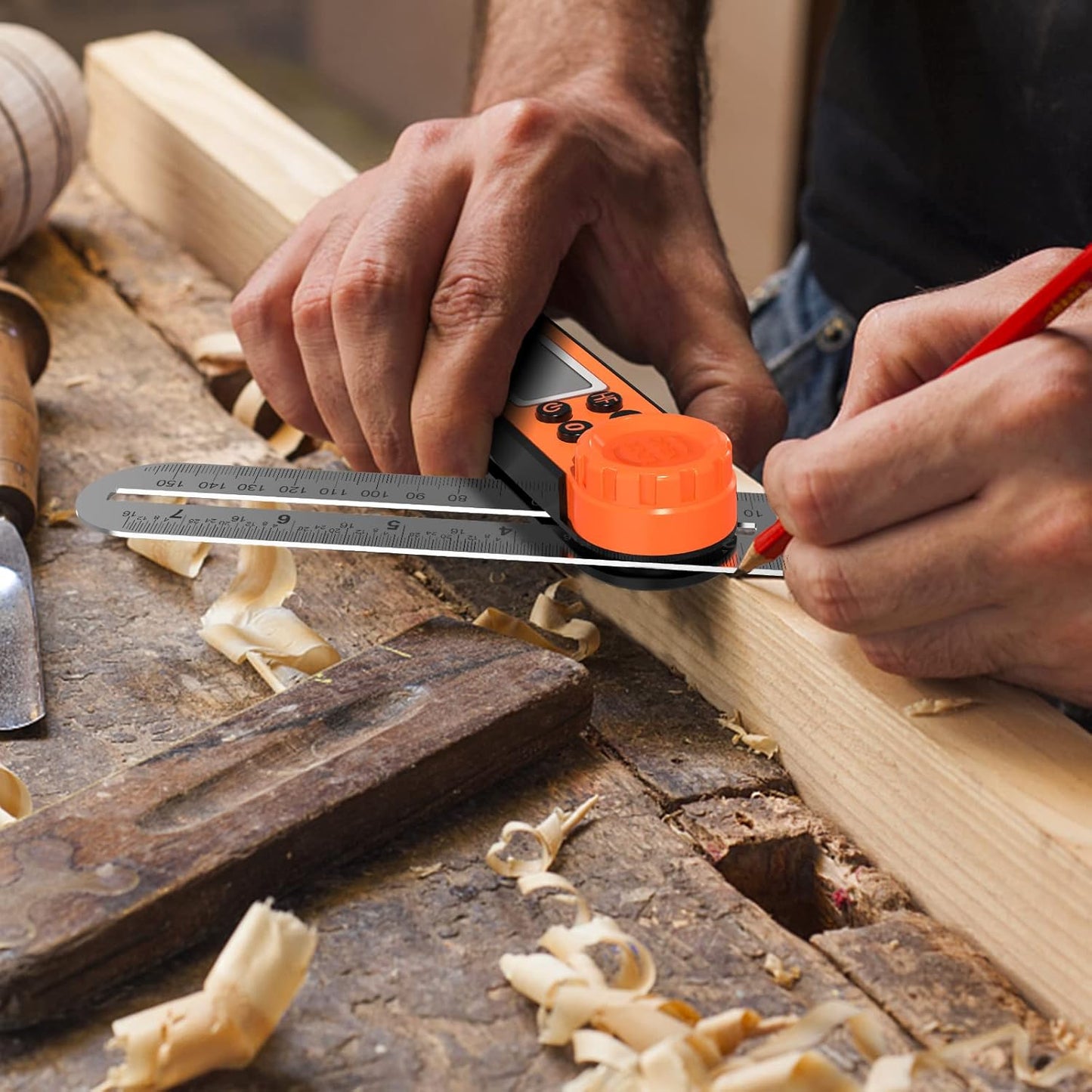 Digital Angle Finder Protractor 0-360 Degree T-Bevel Gauge & Protractor with Horizontal Vertical Bubble & Full LCD Display for Woodworking, Metalworking, Construction（7-Inch X 2Pcs）