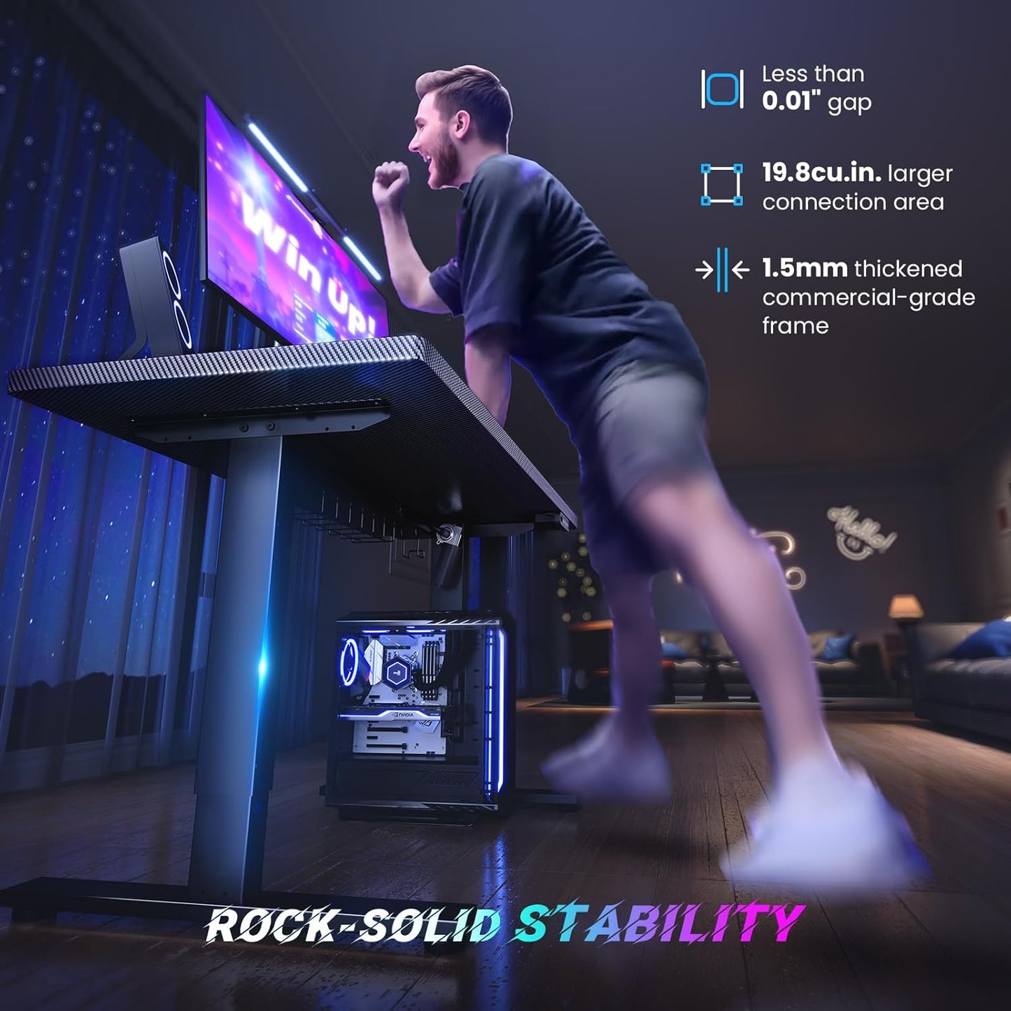 SIAGO Electric Standing Desk Adjustable - 48 x 24 Inch Sit Stand up Desk with Cable Management - 3 Memory Preset Adjustable Height Table