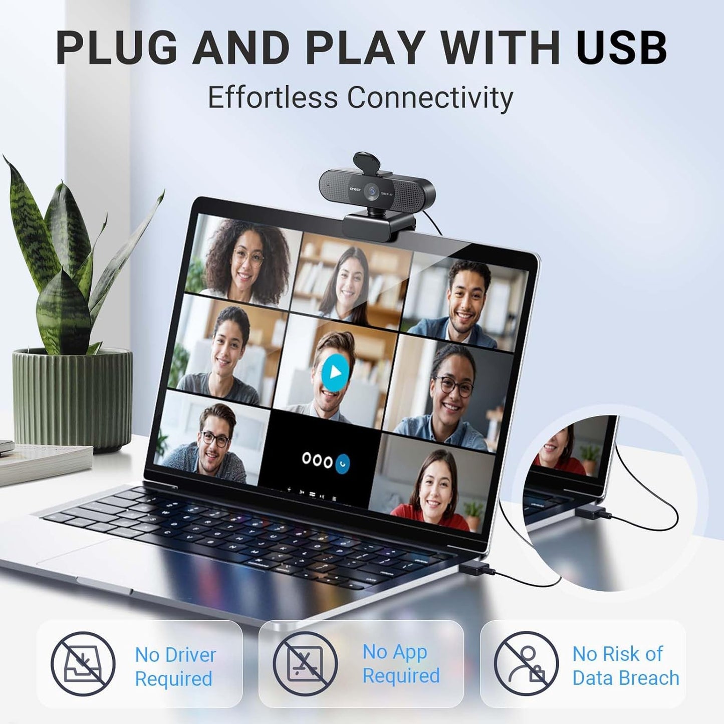 EMEET 2024 Upgraded C960 Webcam for PC, Autofocus, 1080P HD, 73° View Angle, Computer Camera w/Privacy Cover and Microphone, Plug and Play USB Webcam for Video Calling/Zoom/Teams/Google Meet