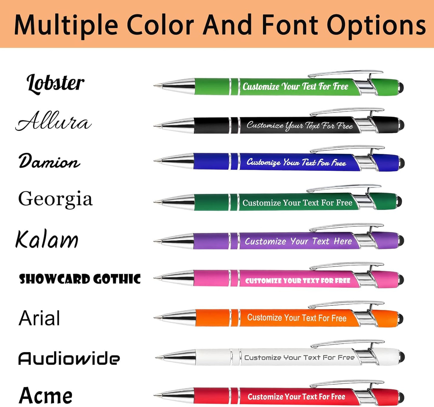 Max 500 Pcs Personalized Pens Bulk, Custom Pens with Free Engraving, Customized Stylus Tip Ballpoint Pen with Your Name Massage Text for School Office Business Graduation Anniversaries-20 Packs