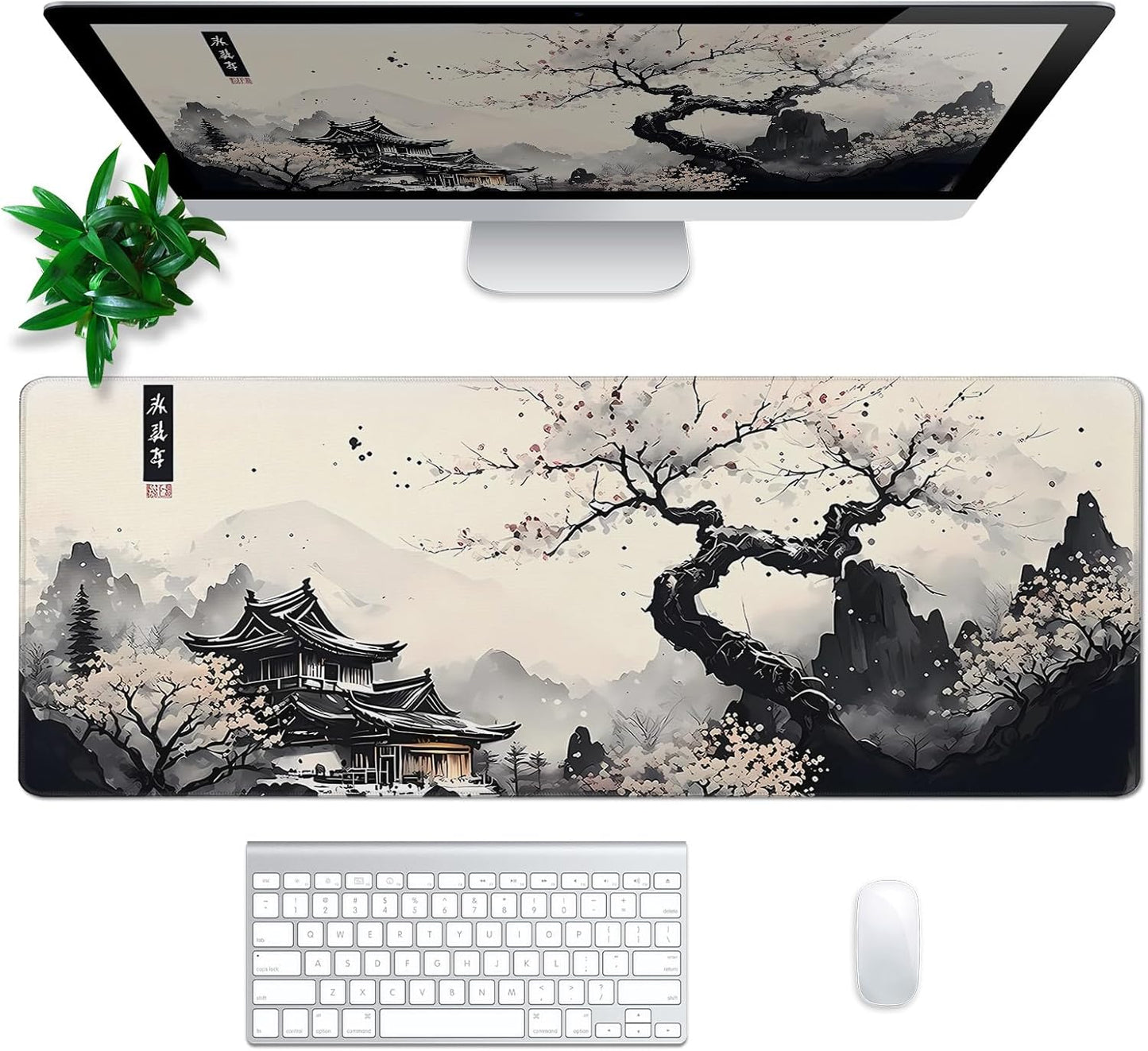 Japanese Mouse Pad, Large Japanese Desk Mat, XL Anime Gaming Keyboard Mat, Non-Slip Rubber Base, Big Extended Desk Protector for Office and Home, 31.5”x11.8”