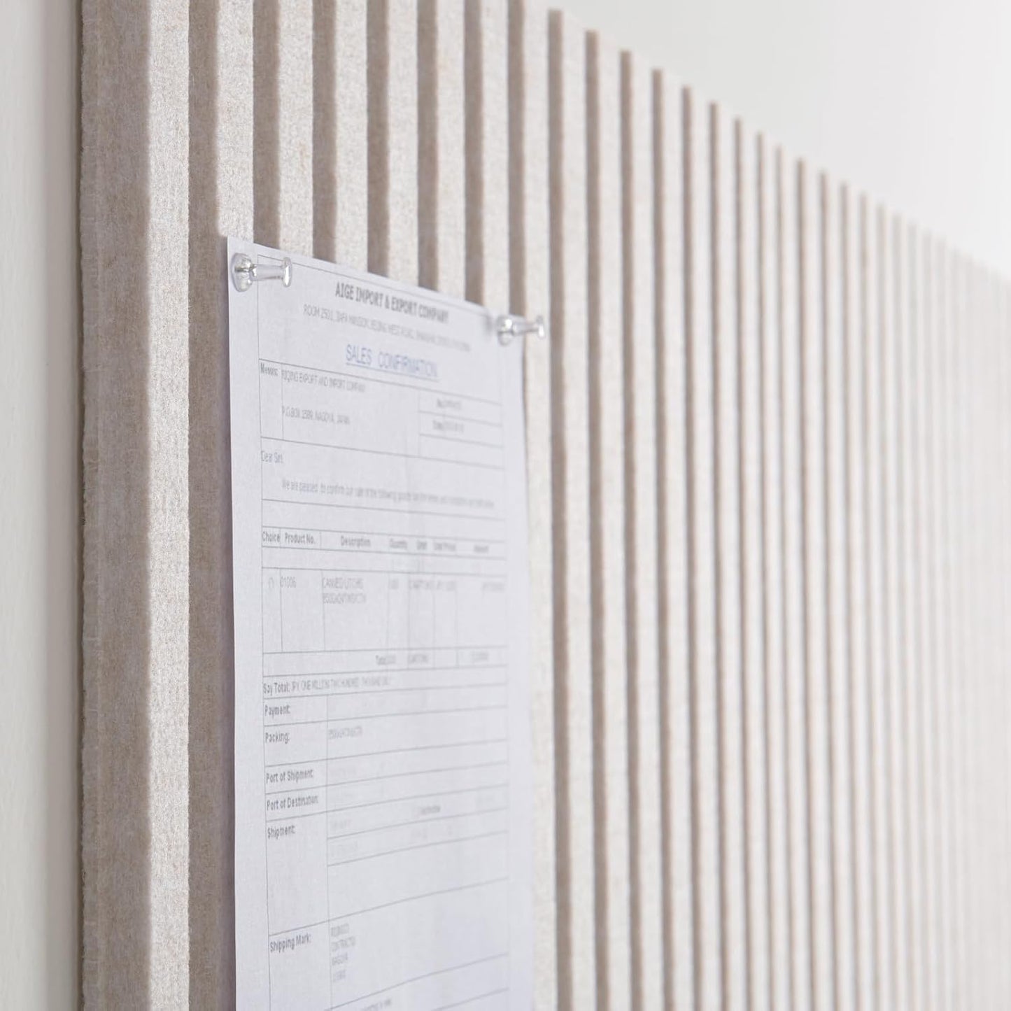 Bulletin Board, 36 x 24 inches Felt Board Decorative Pin Board, 3' x 2' Cork Board Alternative for Wall, Foldable Photo Board with 20 Pushpins - Oatmeal Stripes